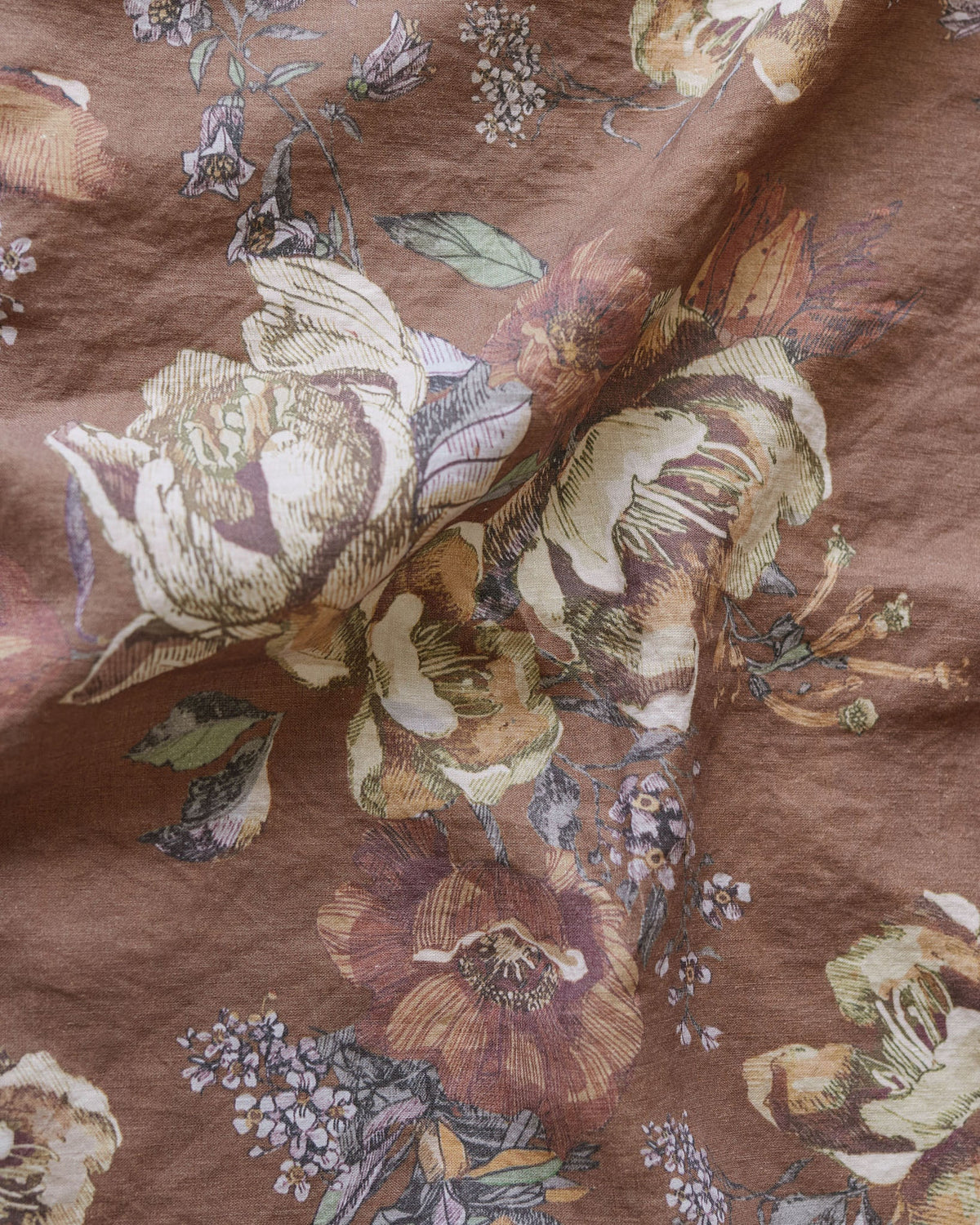 Heritage garden print linen flat sheet