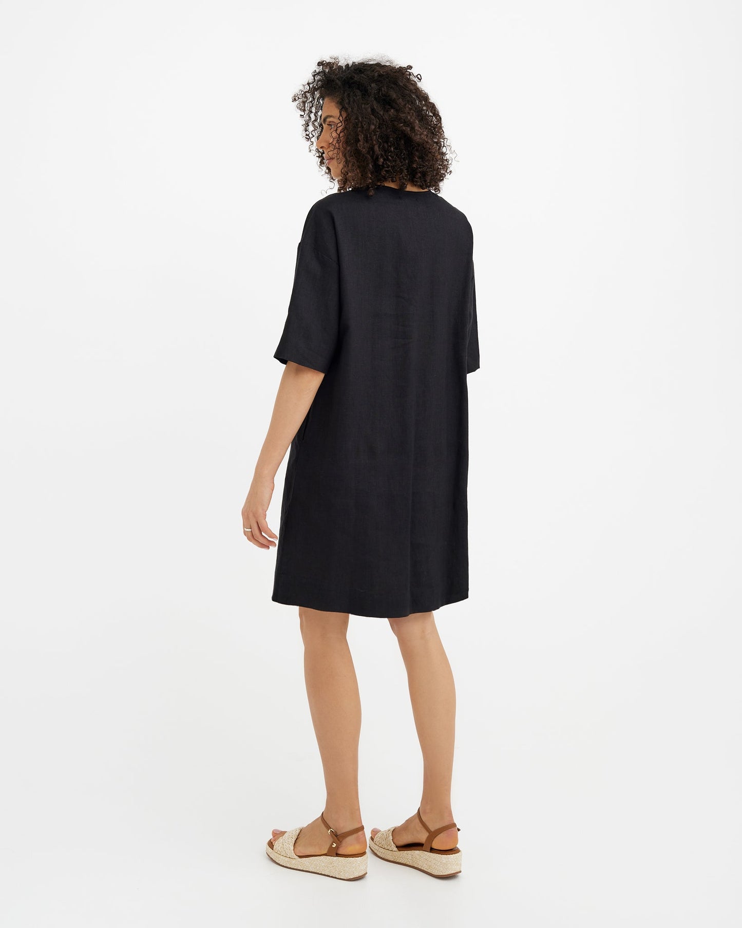 MagicLinen Black Linen Tunic Dress WAIKIKI, OEKO-TEX® Standard 100 certified (2019OK0776)