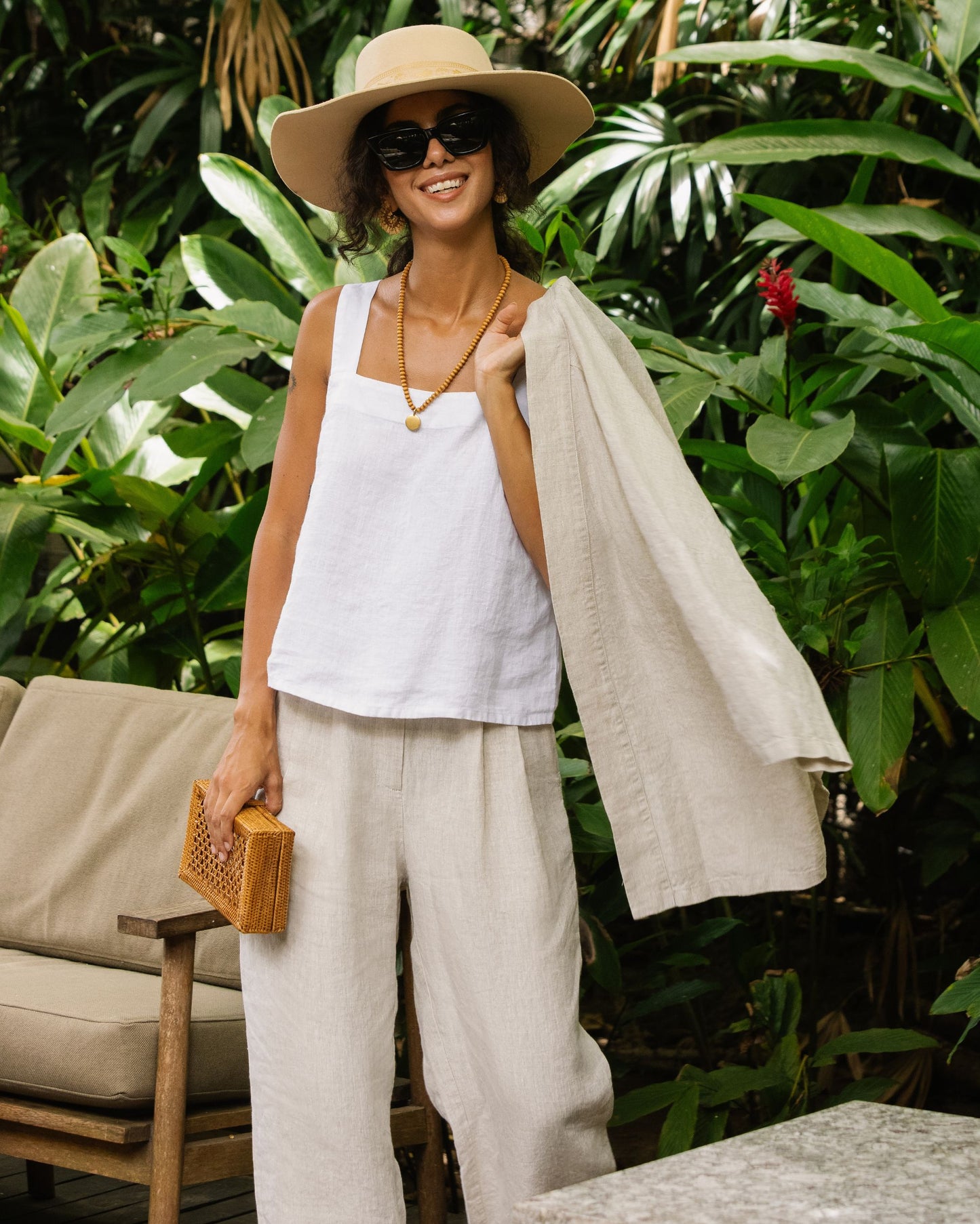 Linen tank top OLINDA in White