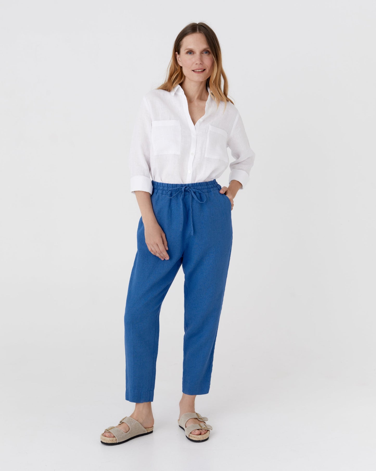 Linen pants DOMME in Cobalt blue