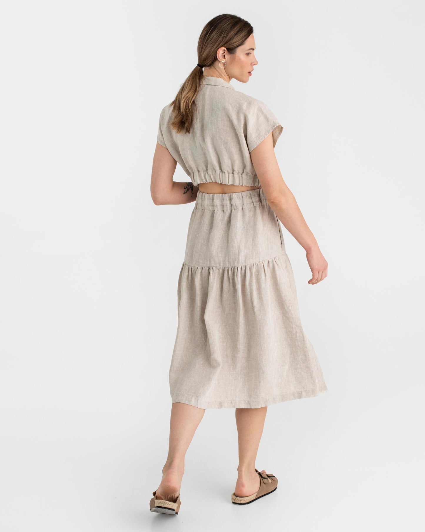 Tiered linen skirt UBUD in Natural melange - MagicLinen