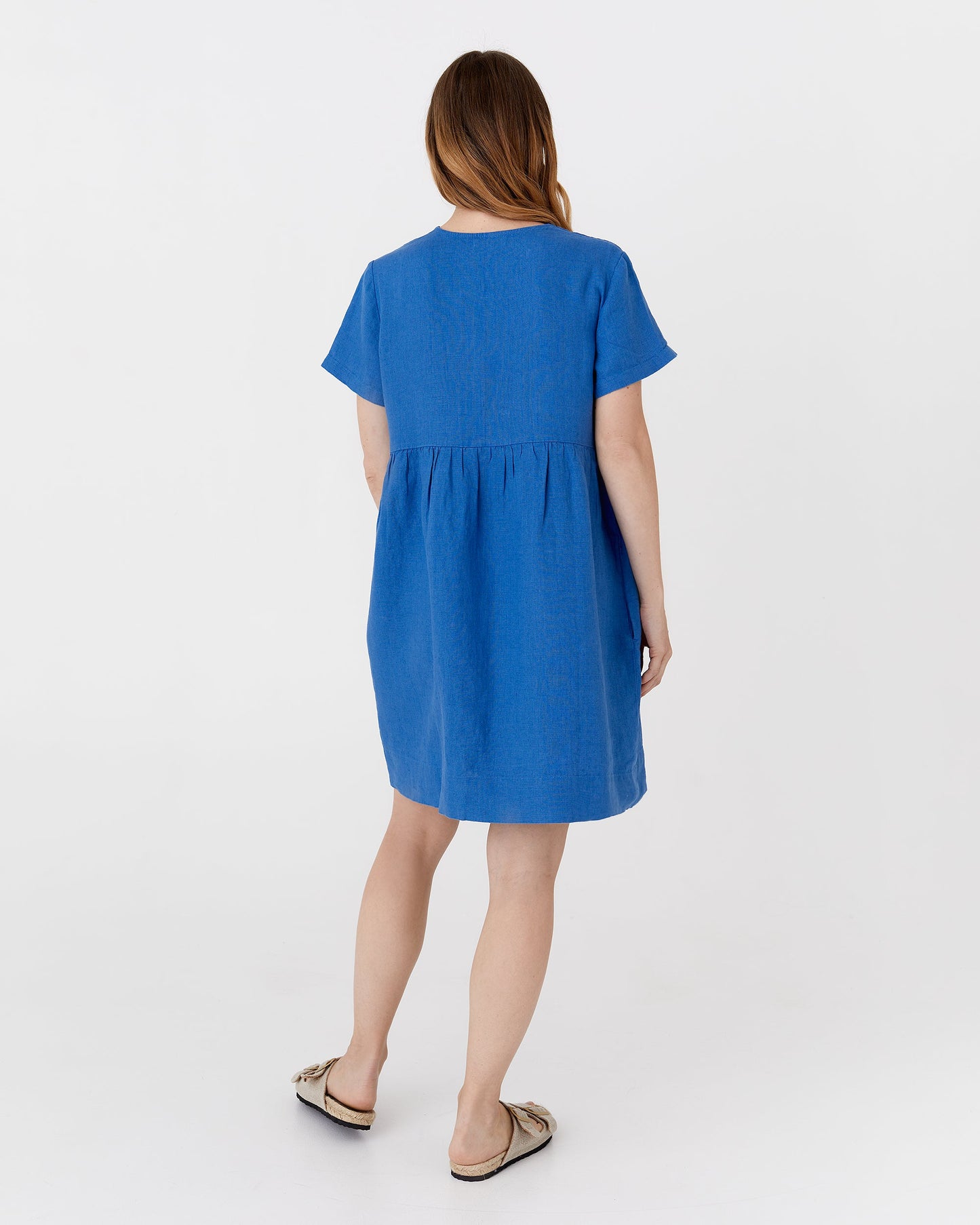 Mini linen dress MACEIO in Cobalt blue - MagicLinen