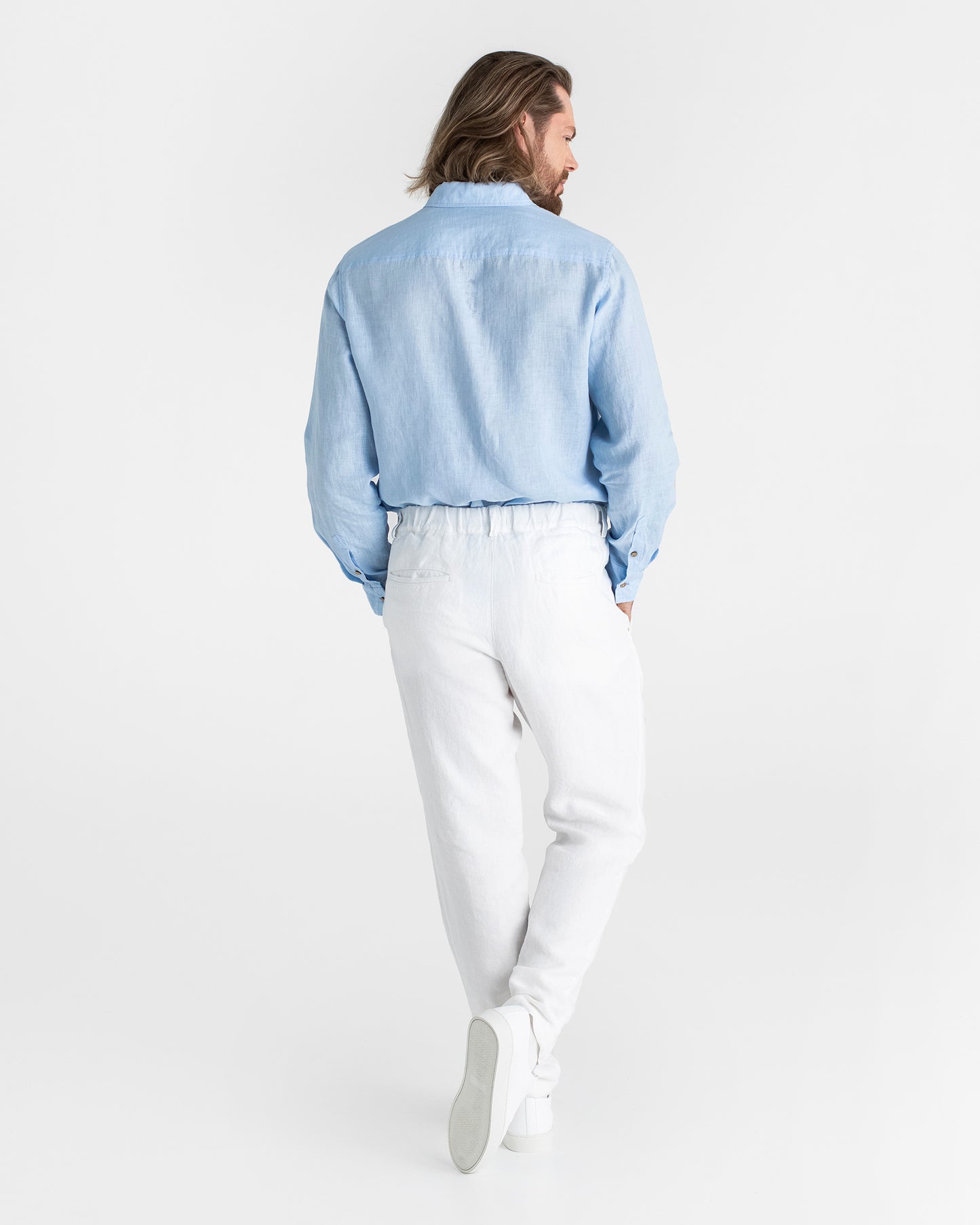 Heavyweight men's linen pants MORCOTE in White