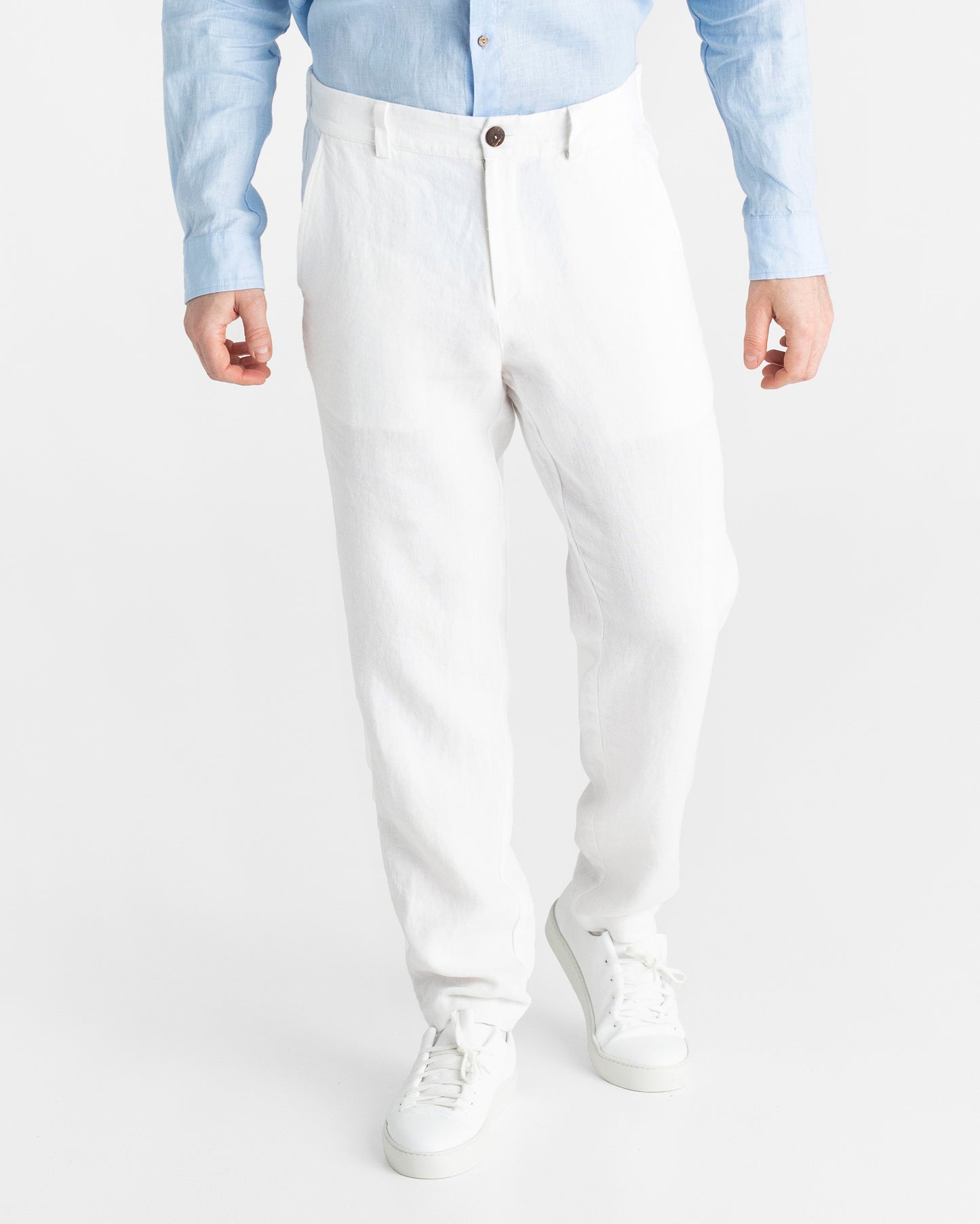 Heavyweight men's linen pants MORCOTE in White