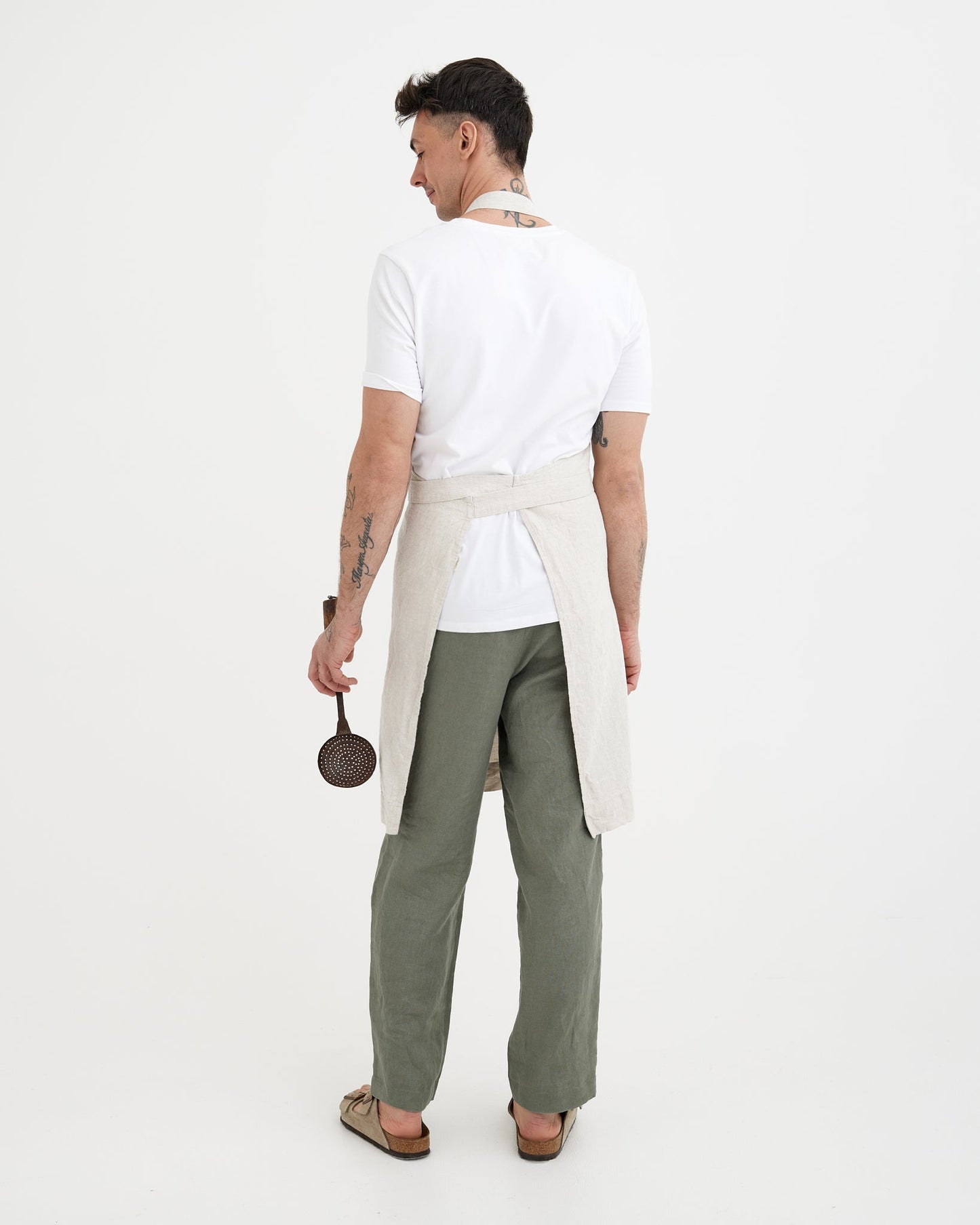 Men's linen apron in Natural flax
