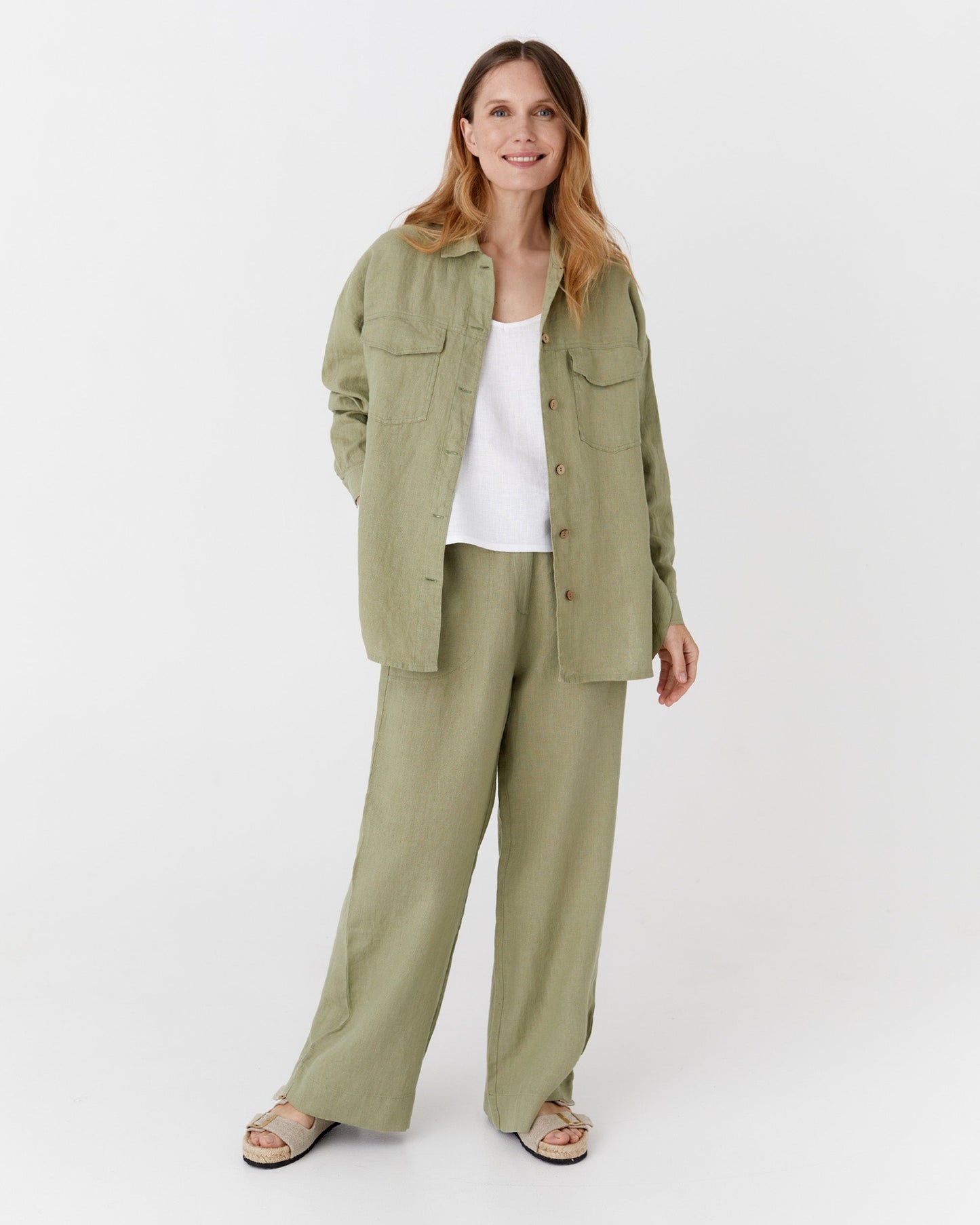 Oversized linen shirt SUMBA in Sage - MagicLinen