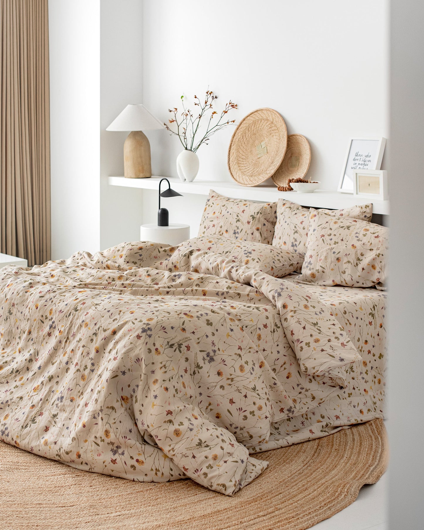 Botanical Print Linen Sheet Set | MagicLinen
