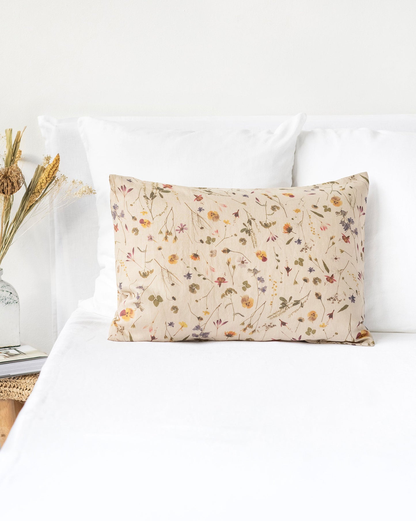 Botanical Print Linen Pillow Cover | MagicLinen