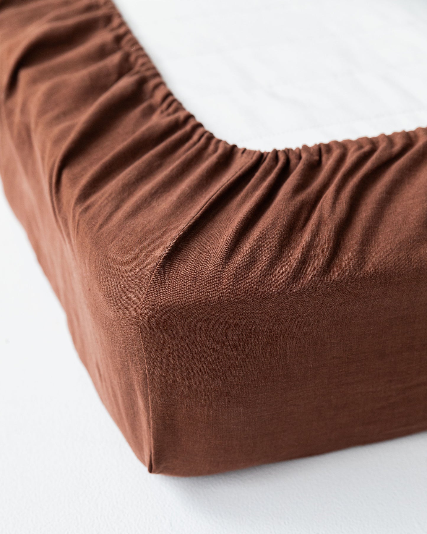 Chocolate brown linen fitted sheet