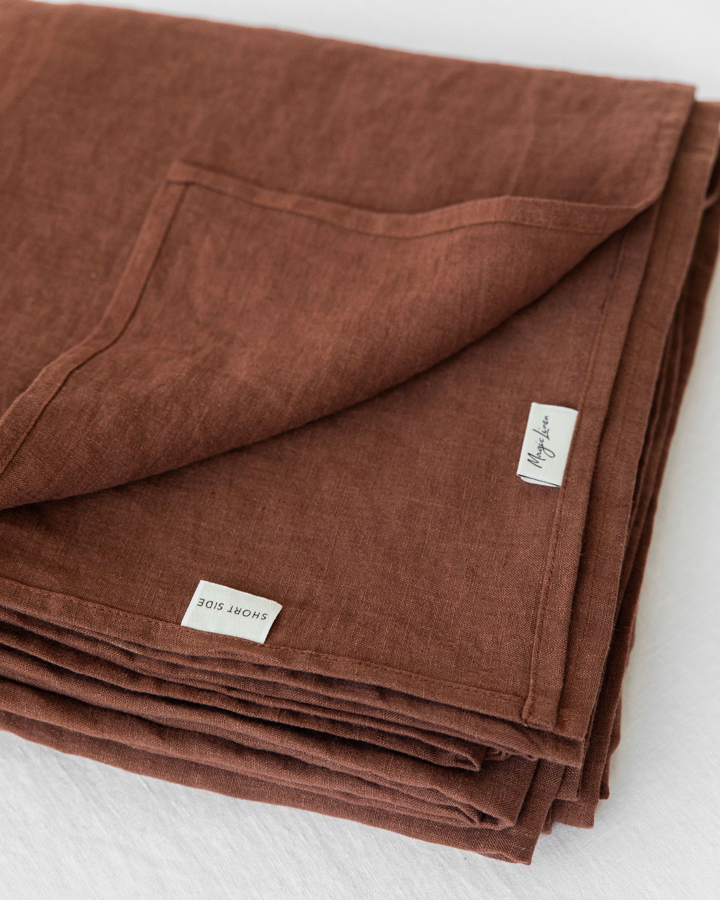 Chocolate brown linen flat sheet