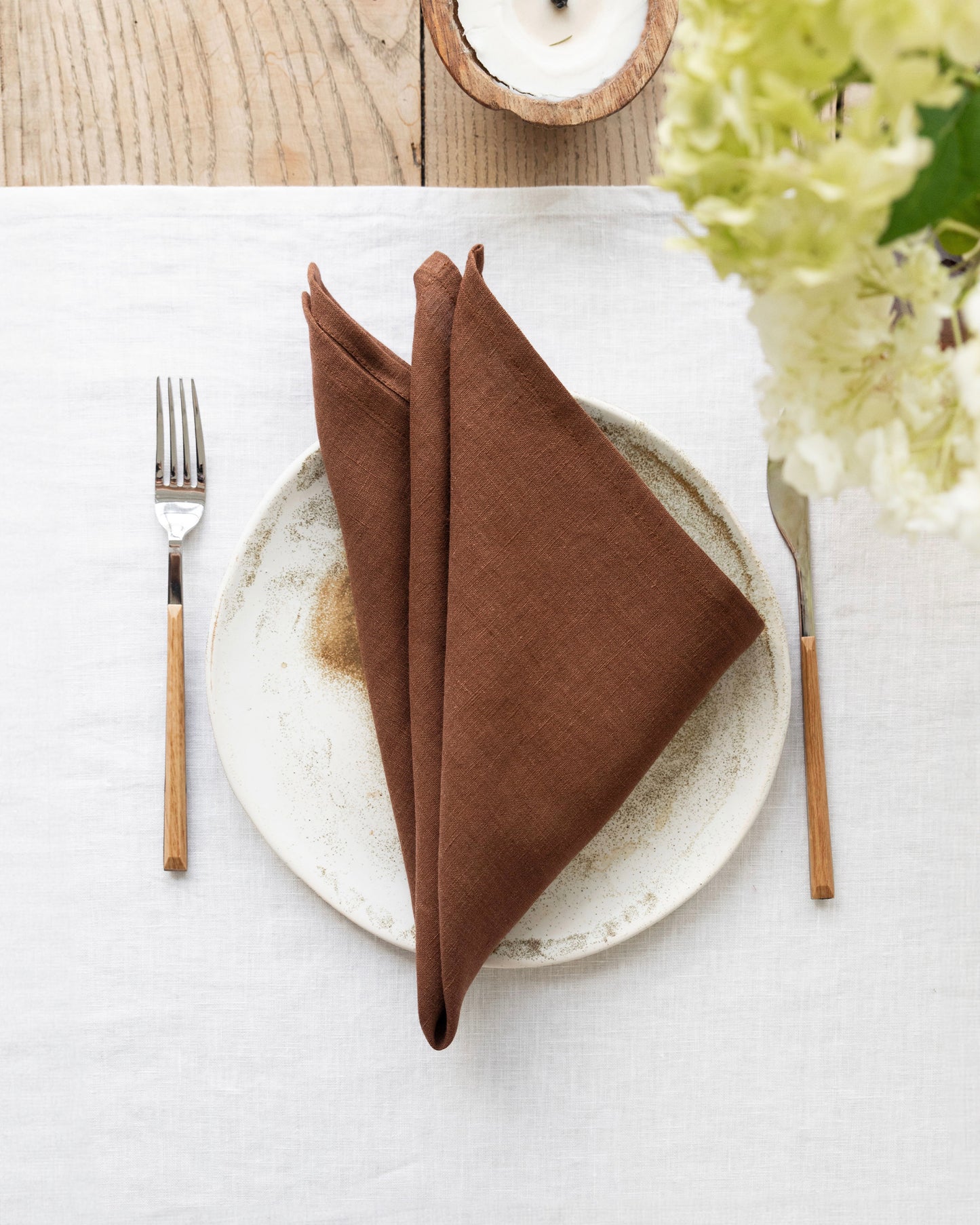 Chocolate brown linen napkin set of 2
