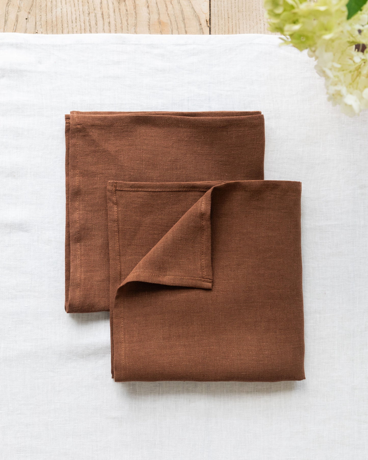 Chocolate brown linen napkin set of 2