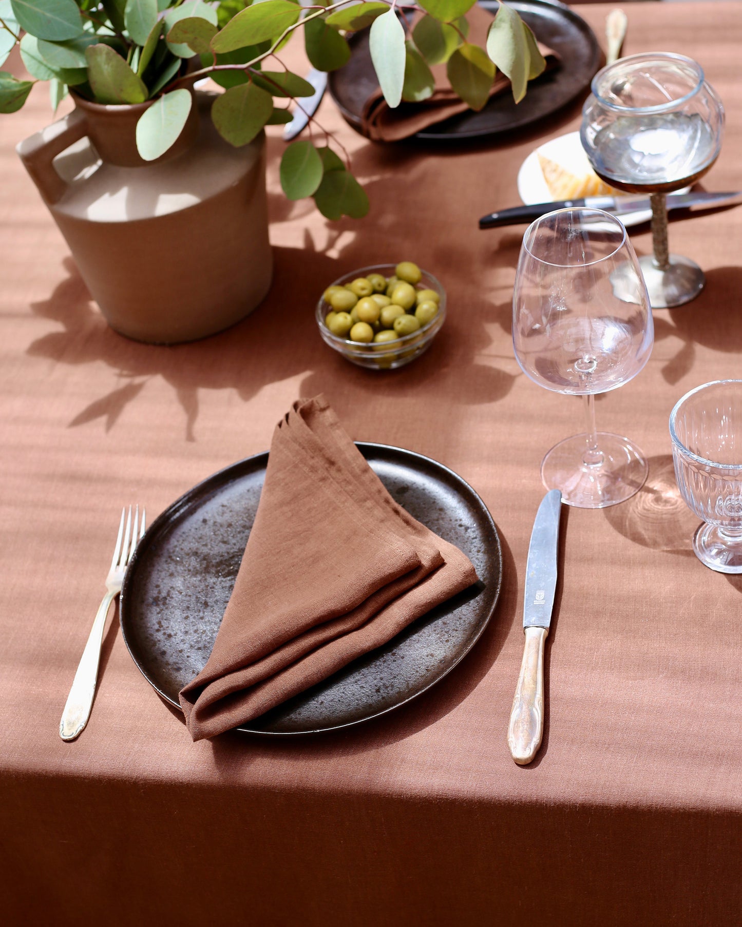 Chocolate brown linen napkin set of 2
