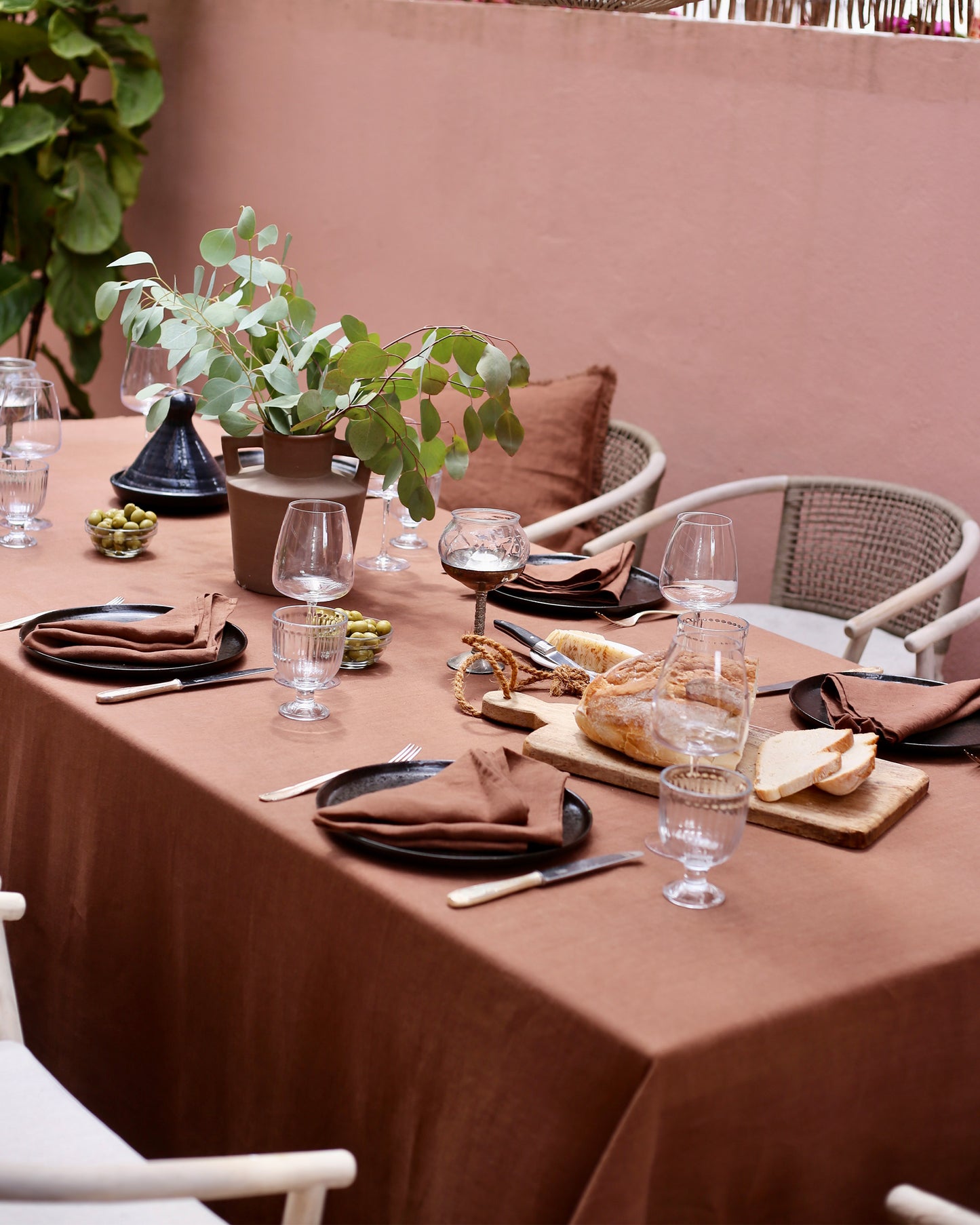 Chocolate brown linen napkin set of 2