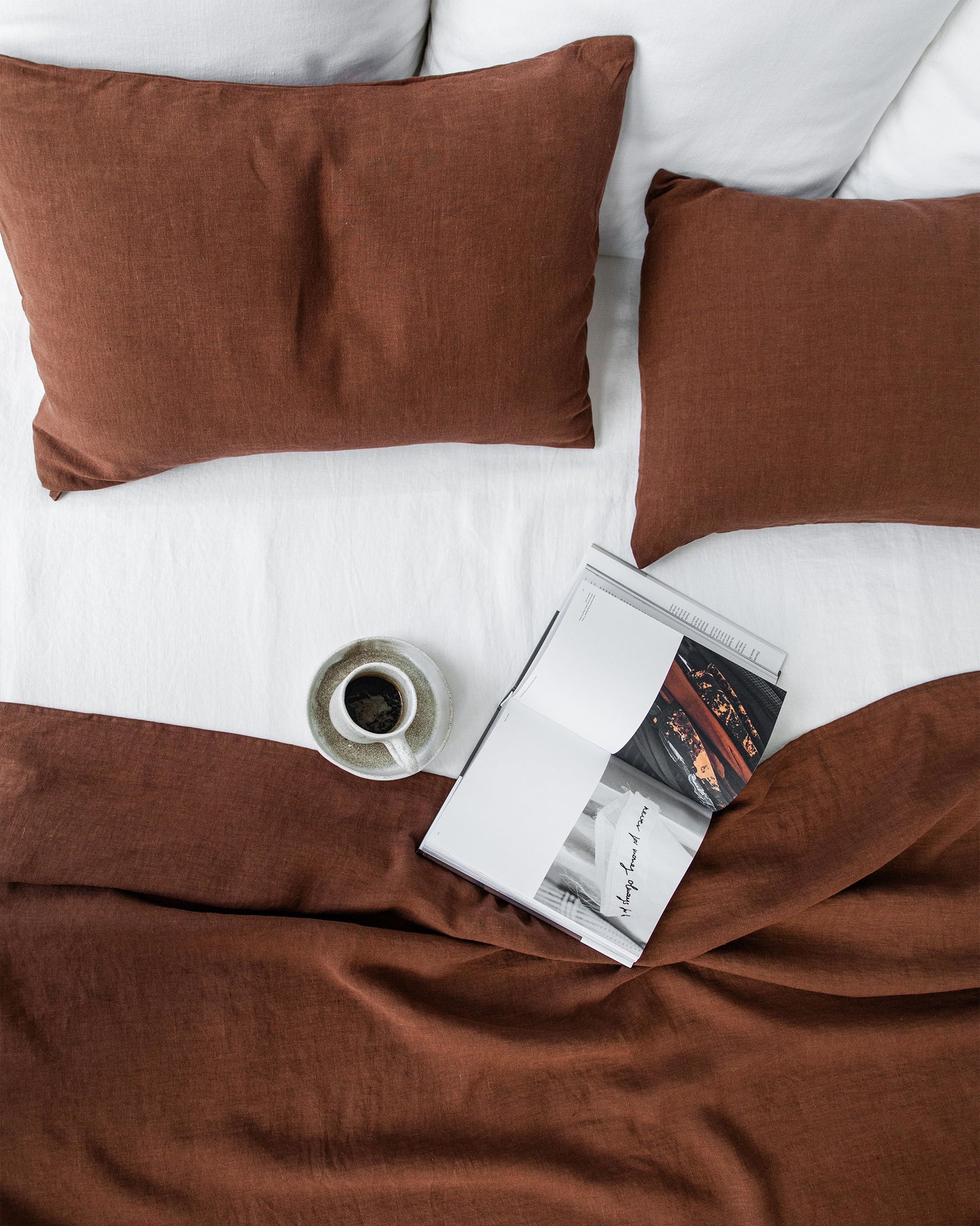 Chocolate brown linen flat sheet