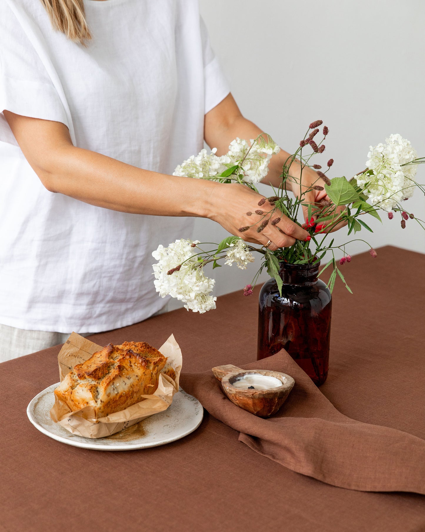 Chocolate brown linen tablecloth