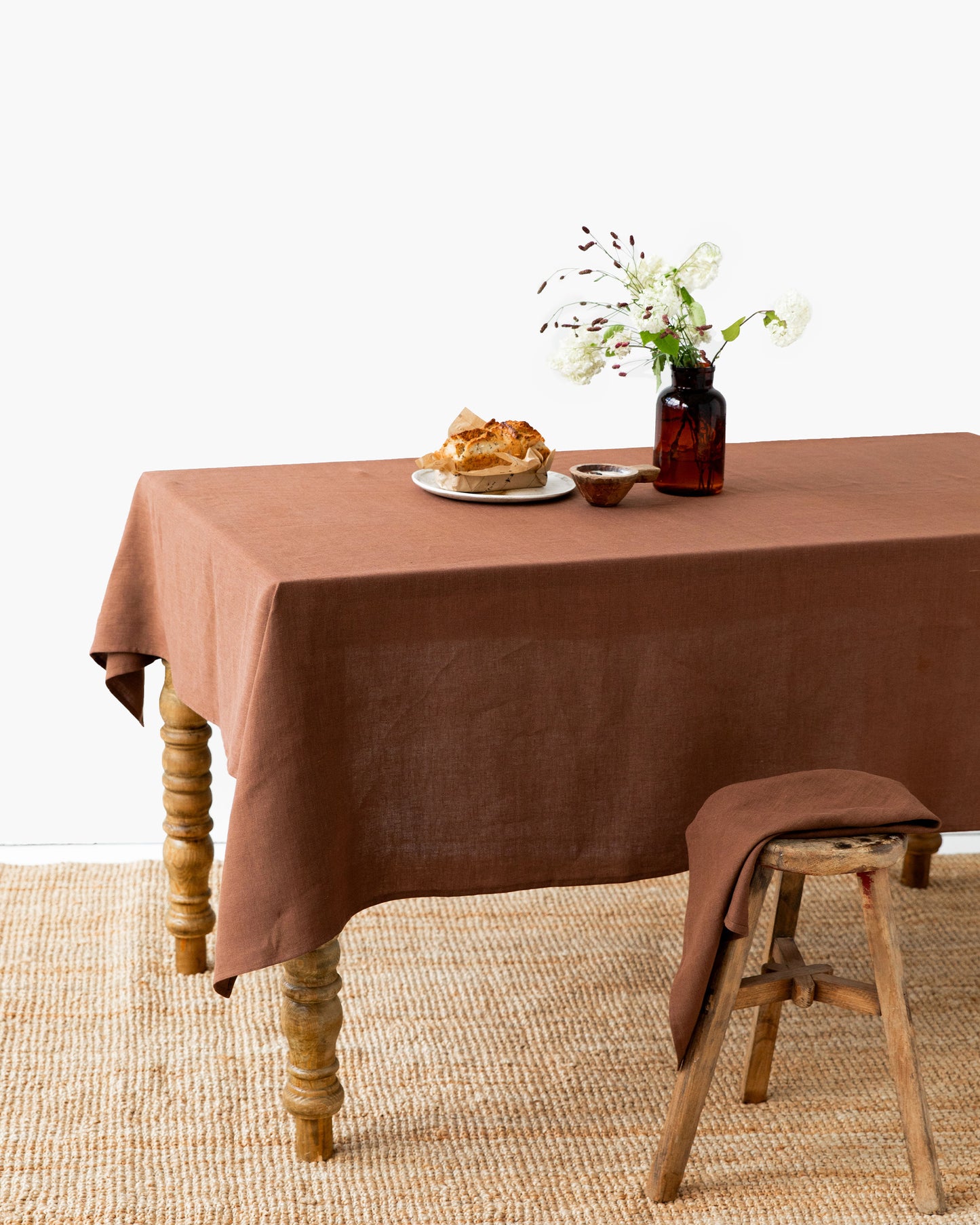 Chocolate brown linen tablecloth