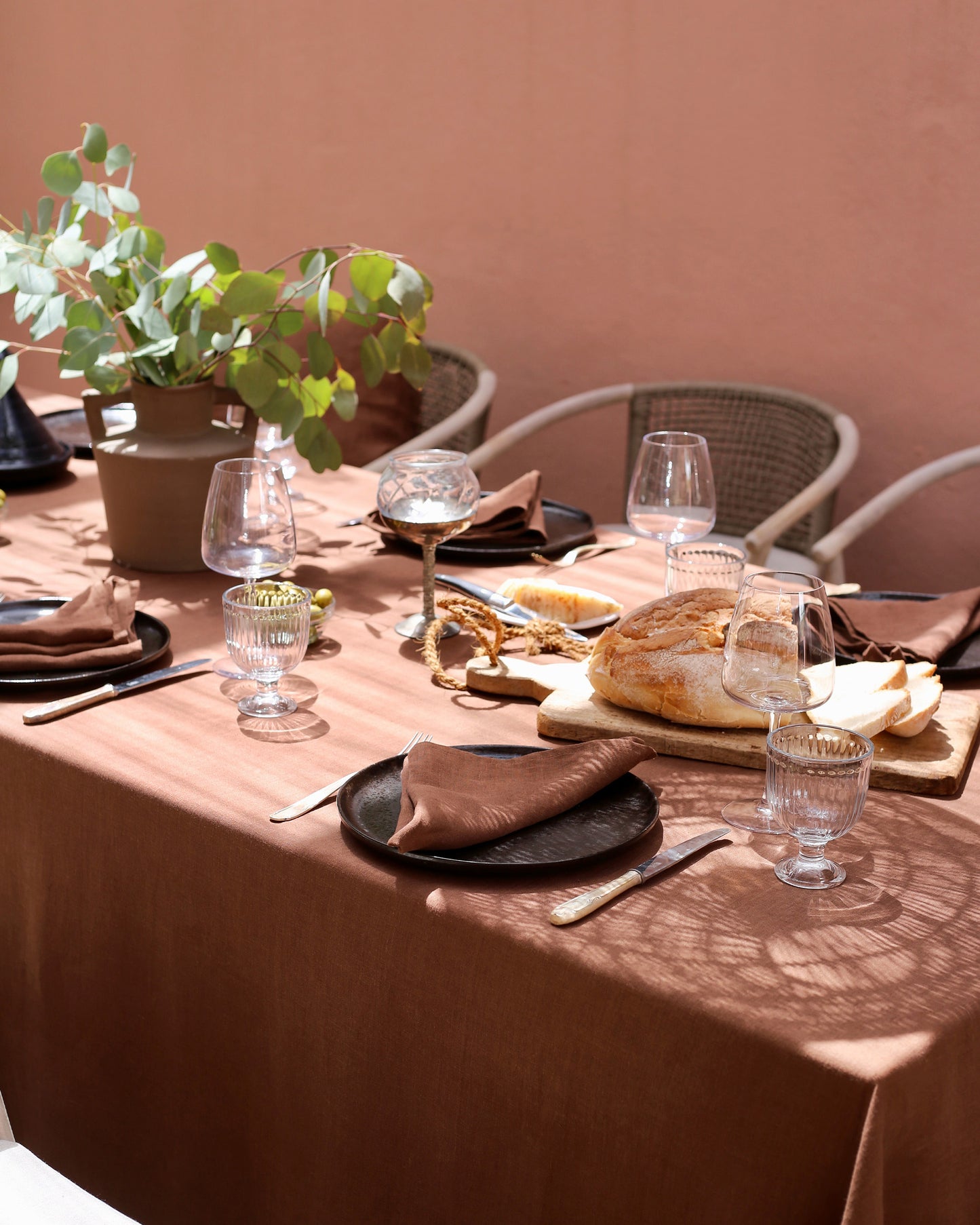 Chocolate brown linen tablecloth