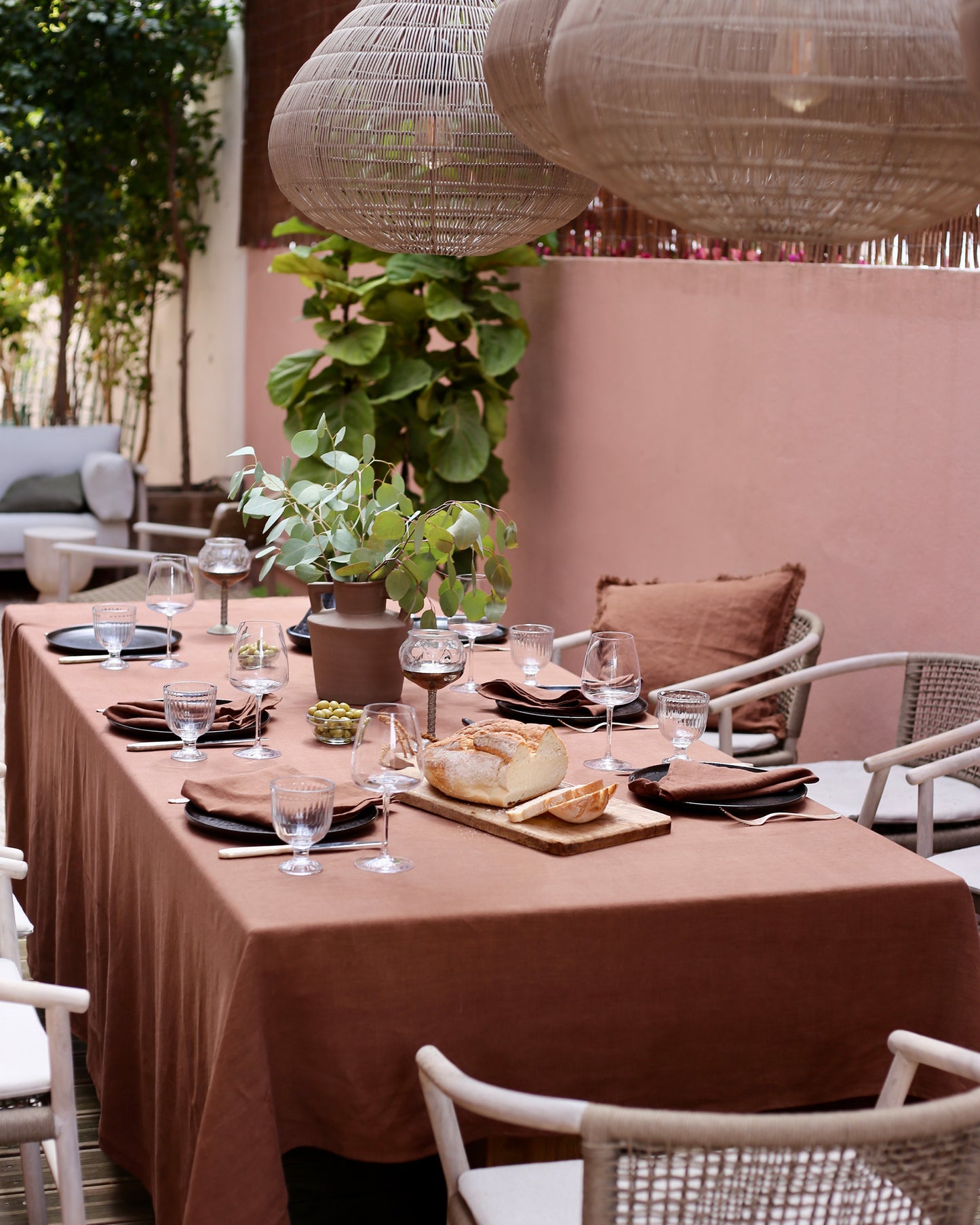 Chocolate brown linen tablecloth