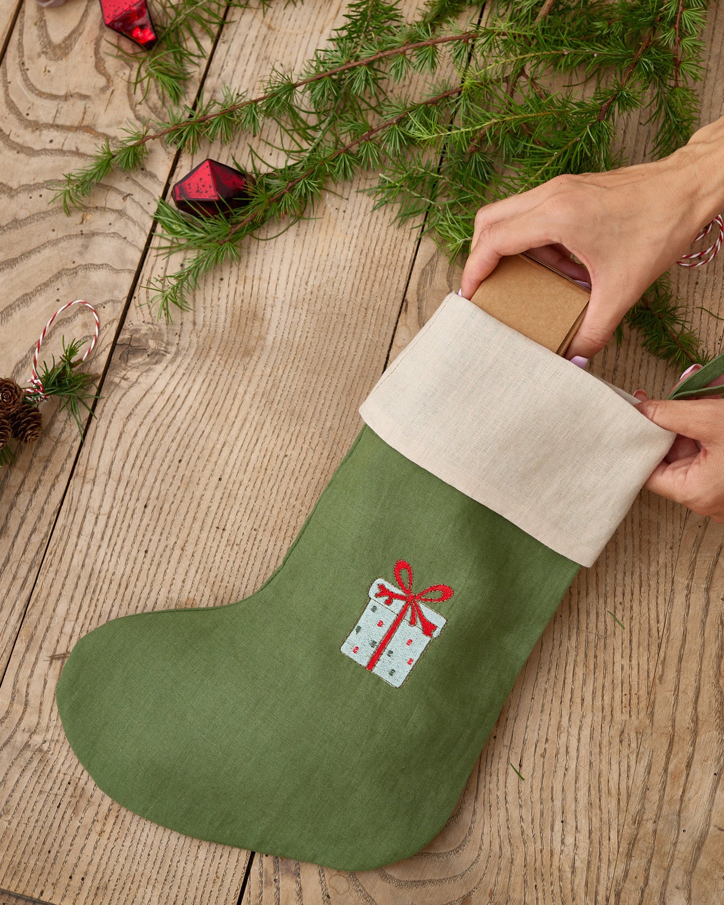 Christmas Stocking in Embroidered Gift | MagicLinen