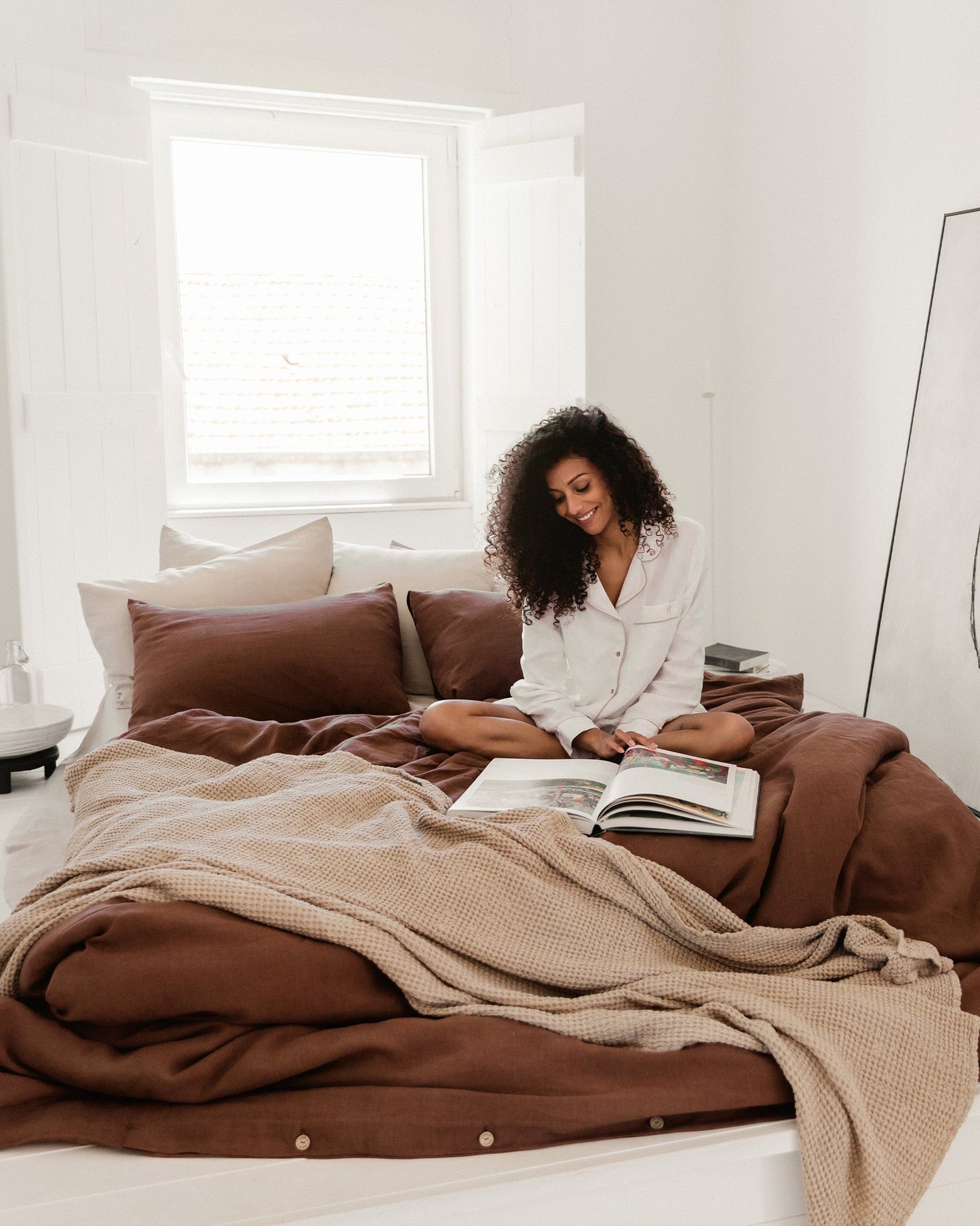 Chocolate brown linen duvet cover