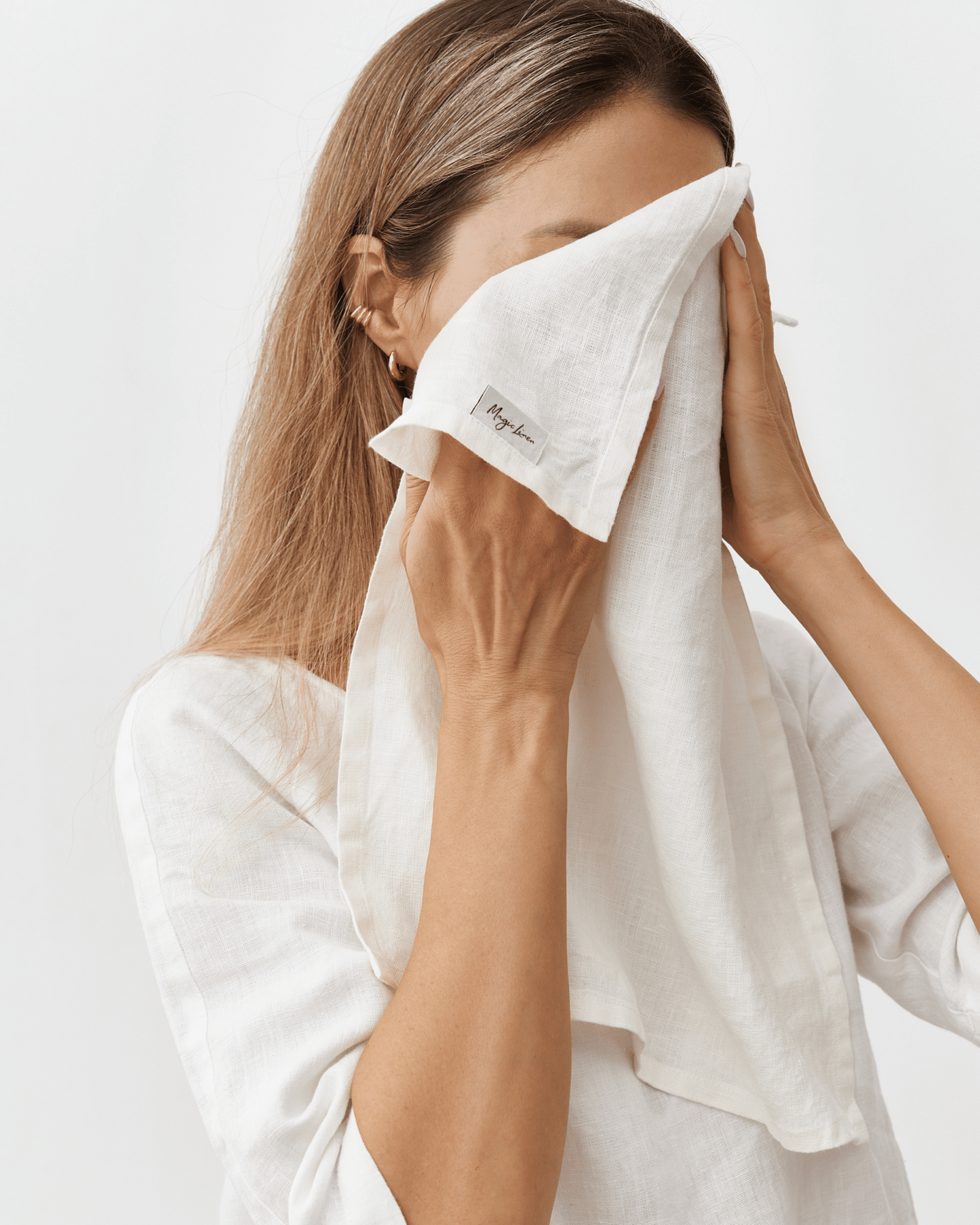 Ivory linen face cloth set of 5 | MagicLinen