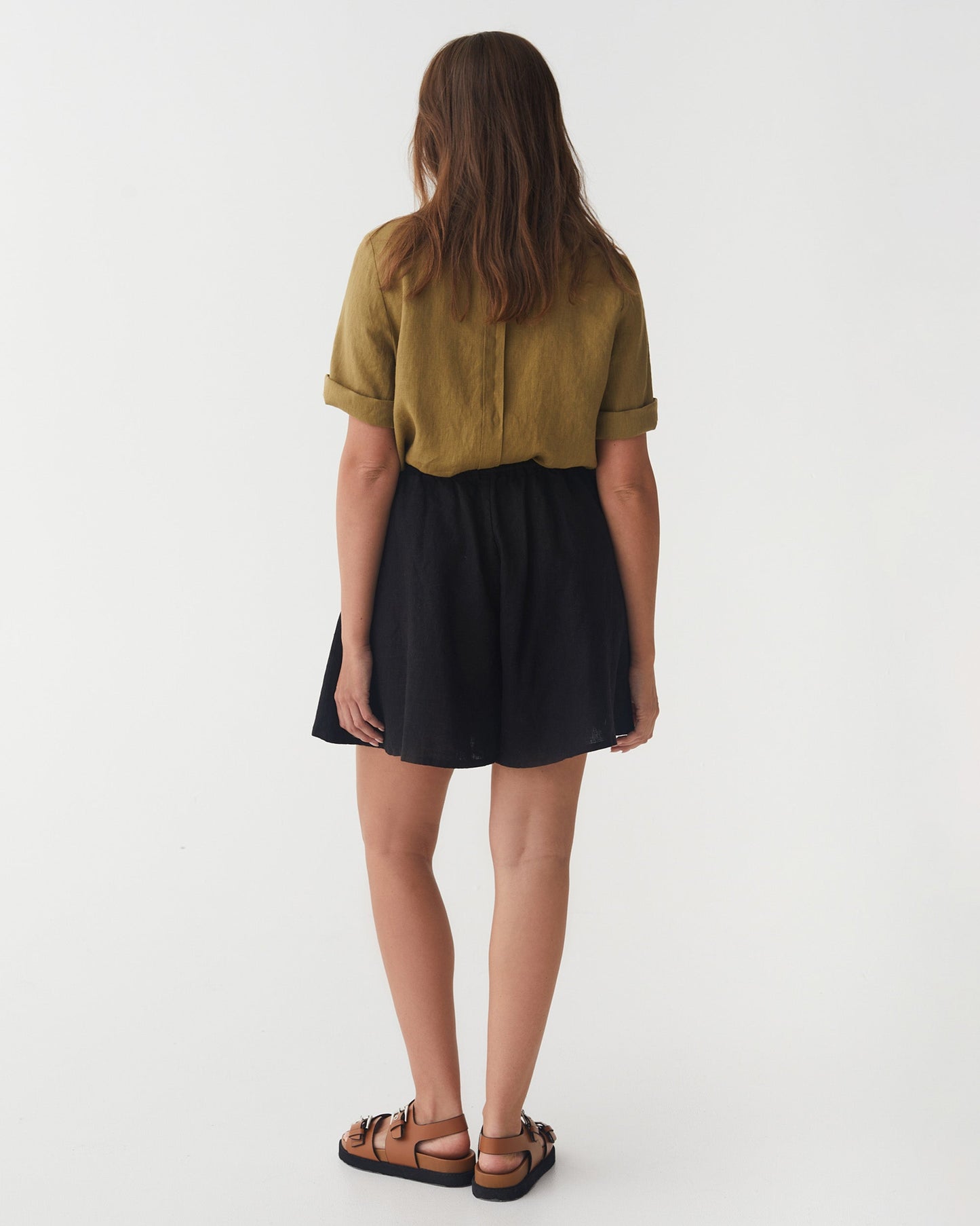 Flowy Linen Shorts RHINE in Black