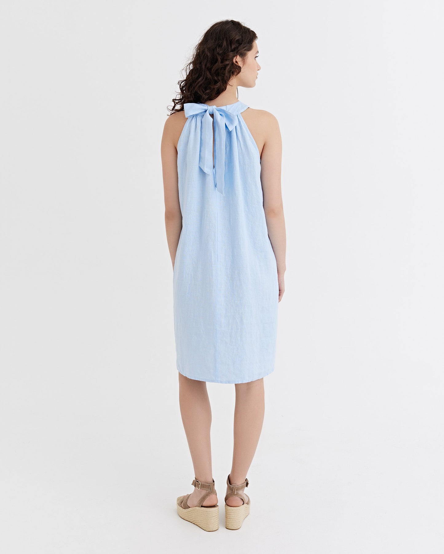 Halter Linen Dress PALAU in Vivid blue | MagicLinen