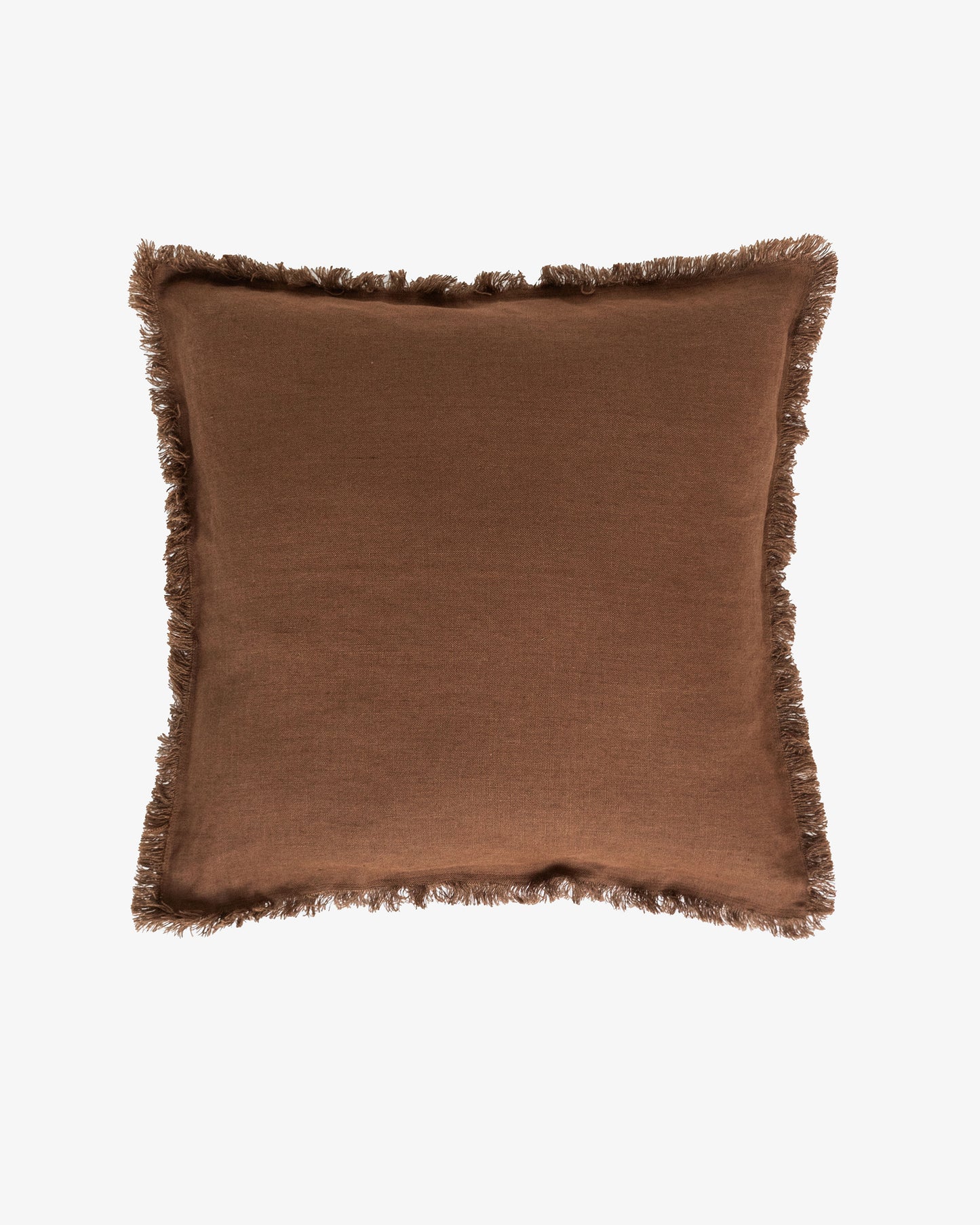 Heavyweight linen deco pillow cover in Chocolate brown