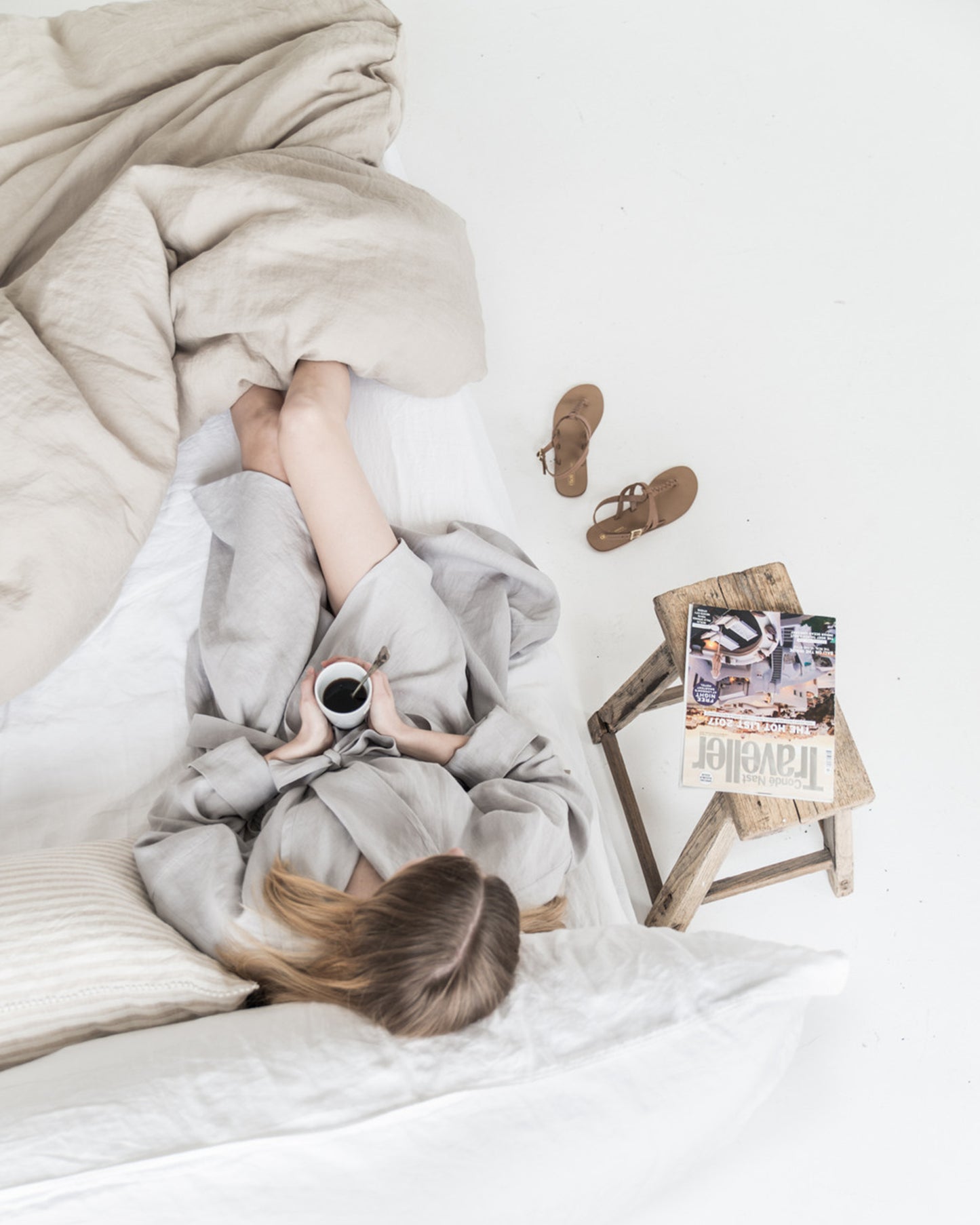 Linen bath robe