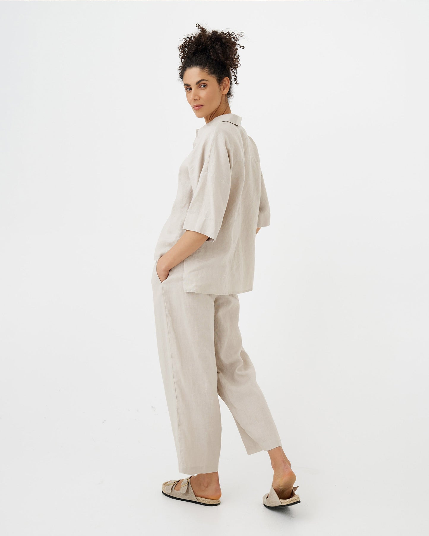 Linen pajama set AVEIRA in Natural flax