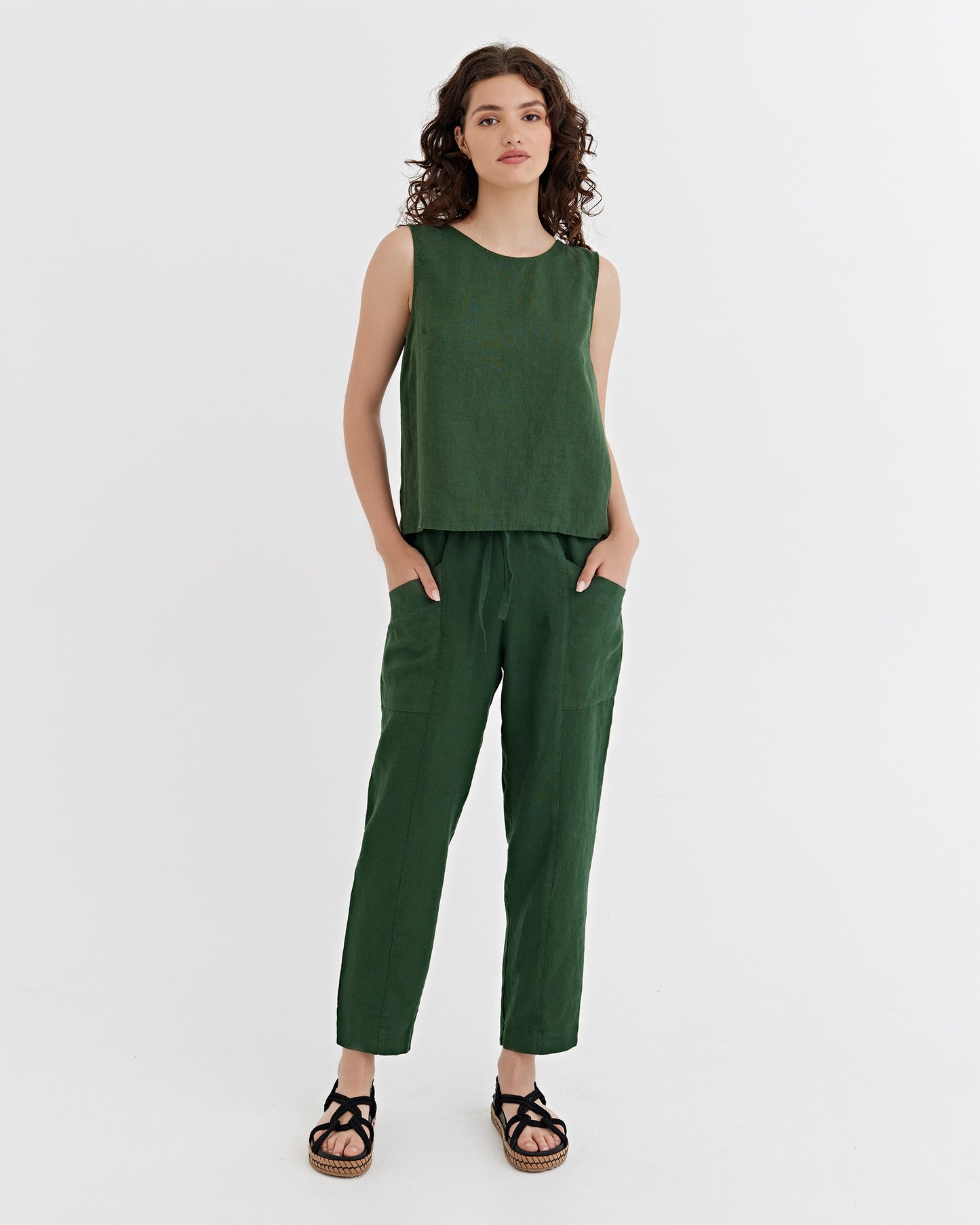 Linen Pants SARDINIA in Deep green