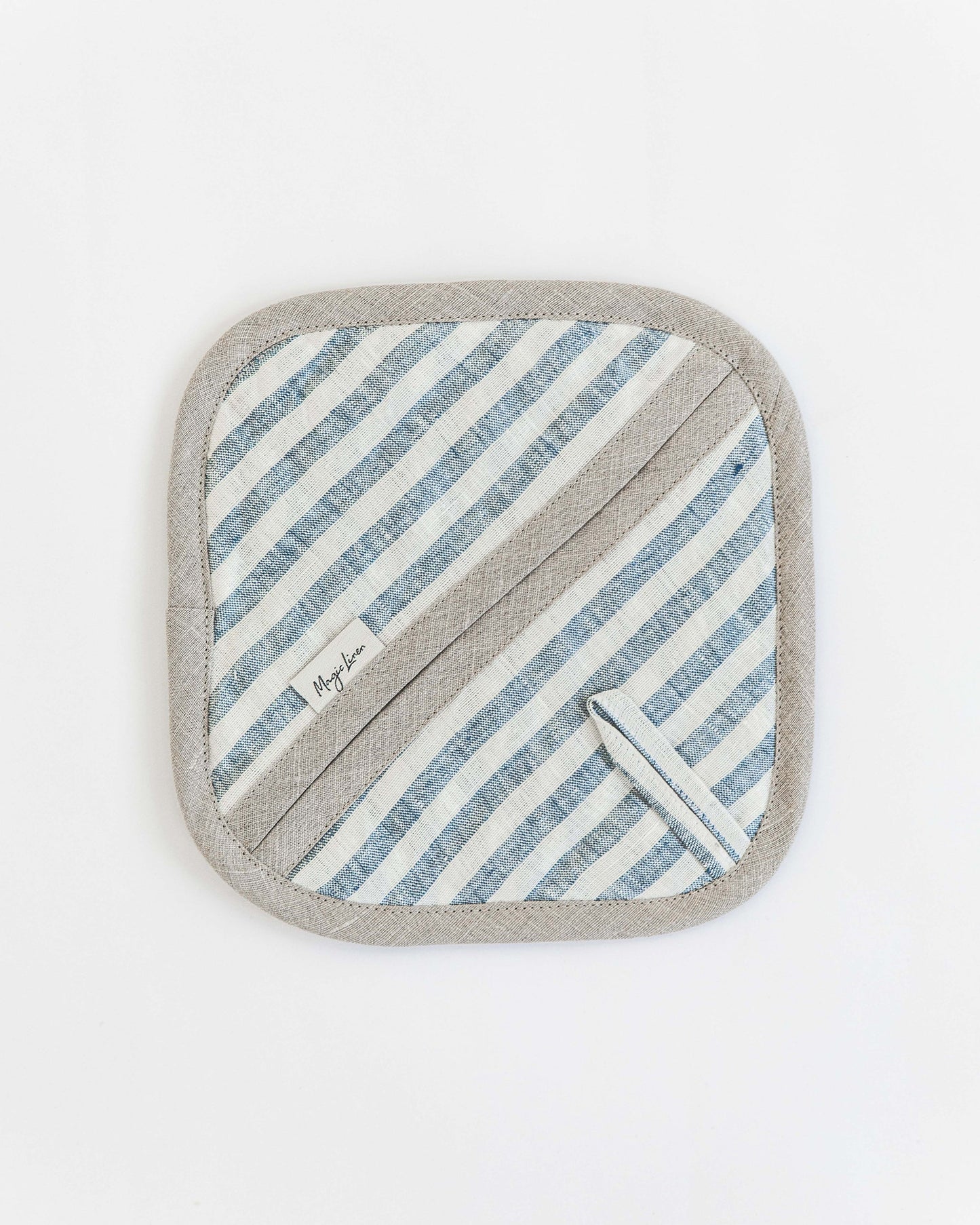 Linen pot-holder (1 pcs) in Striped in blue - MagicLinen