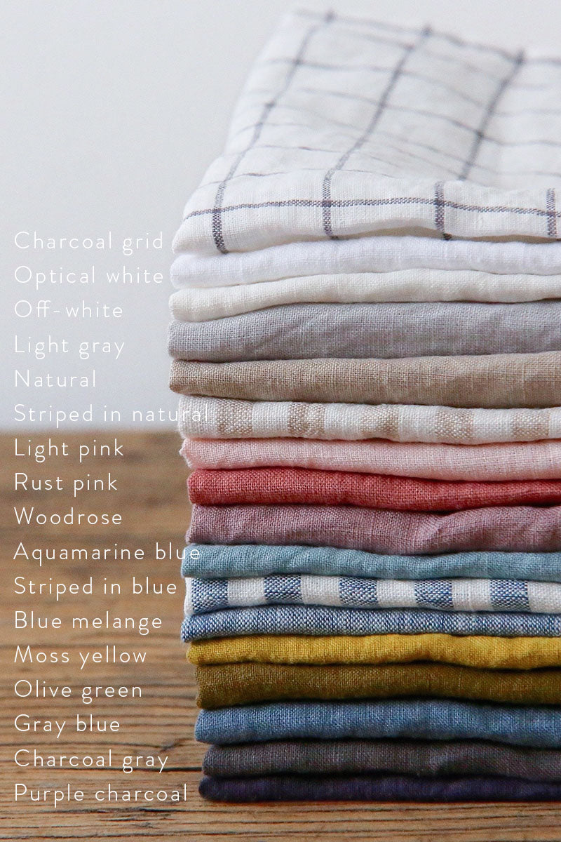Ruffle trim linen tea towel