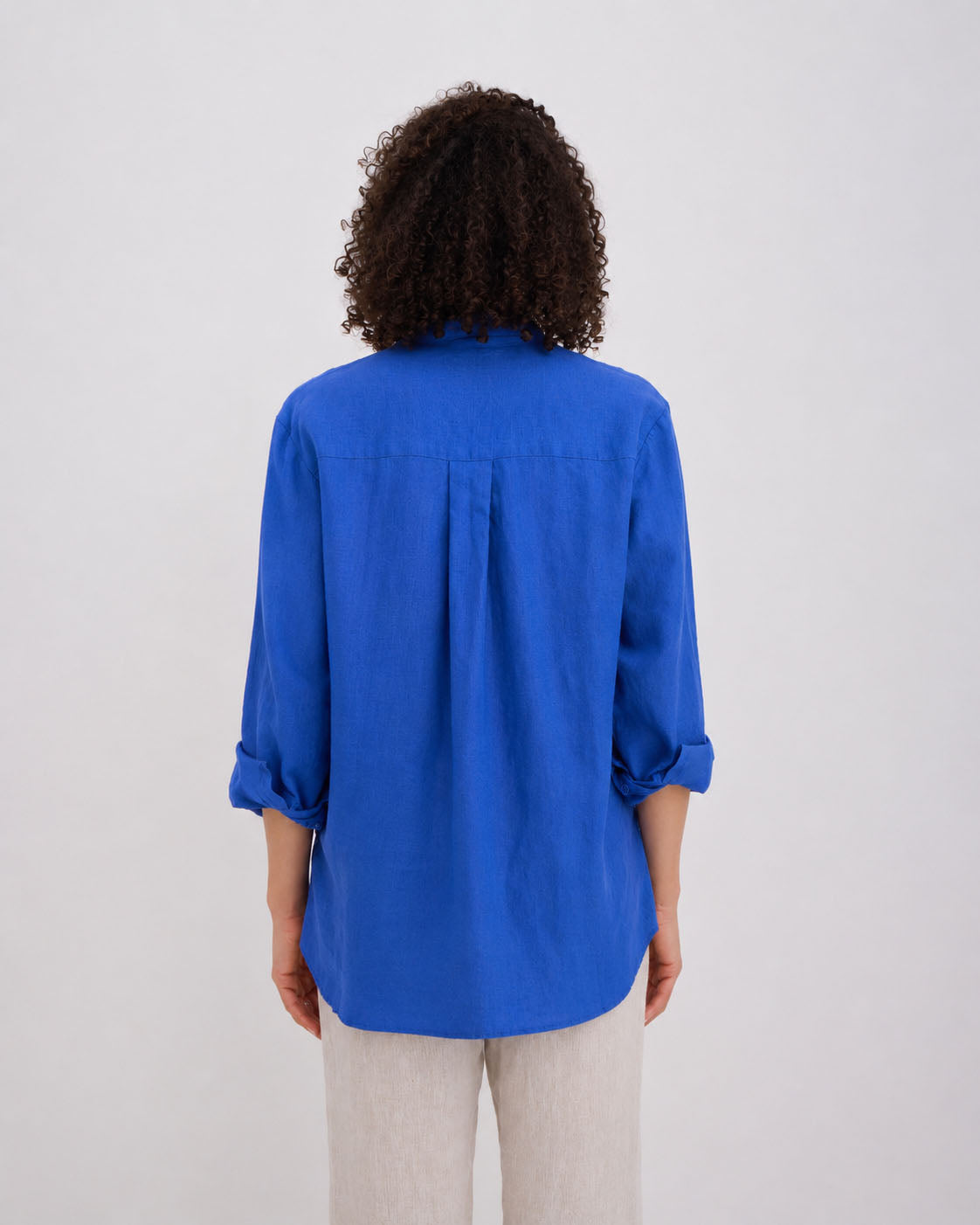 Long-Sleeve Linen Shirt ELBA in Classic blue