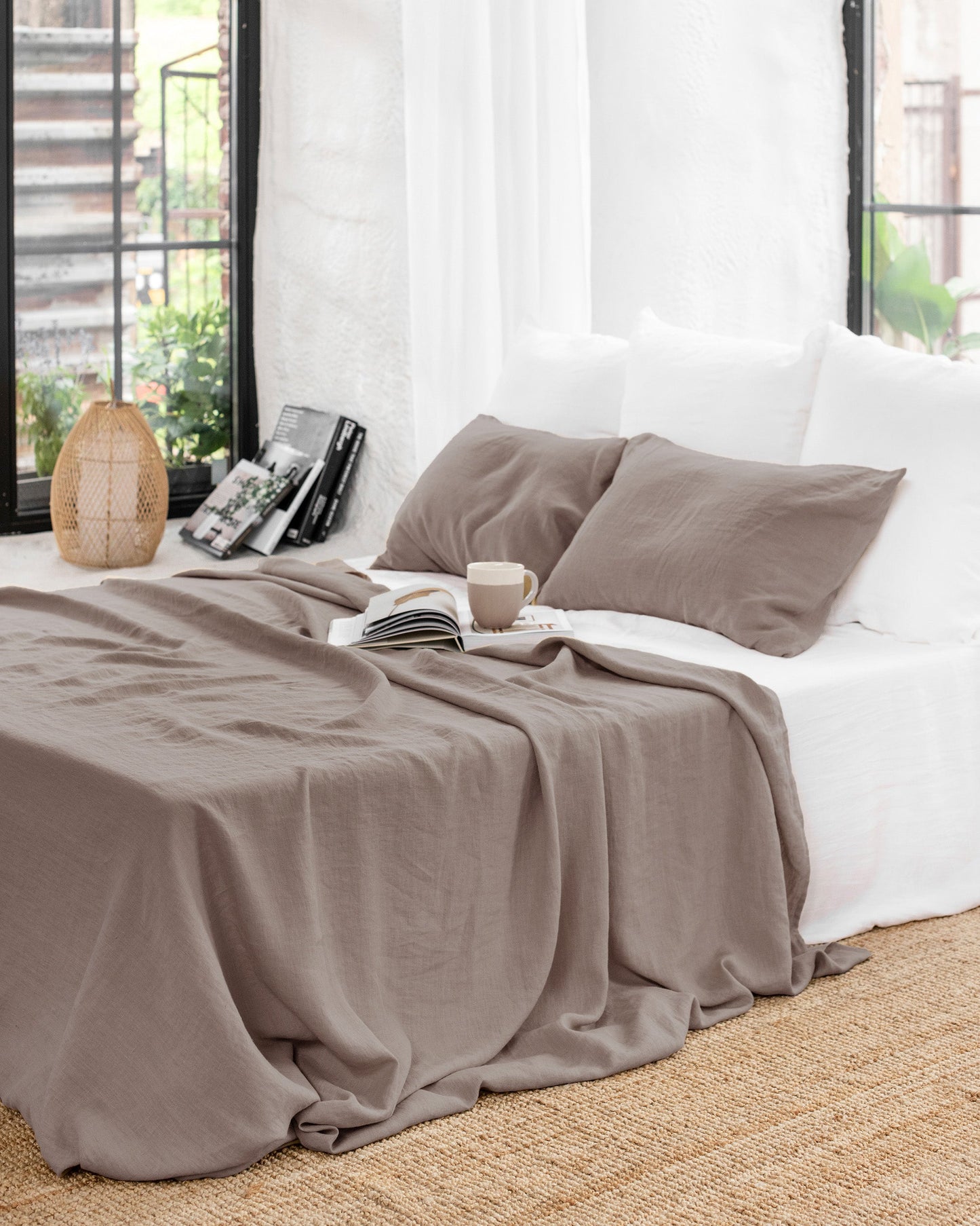 Mocha linen flat sheet