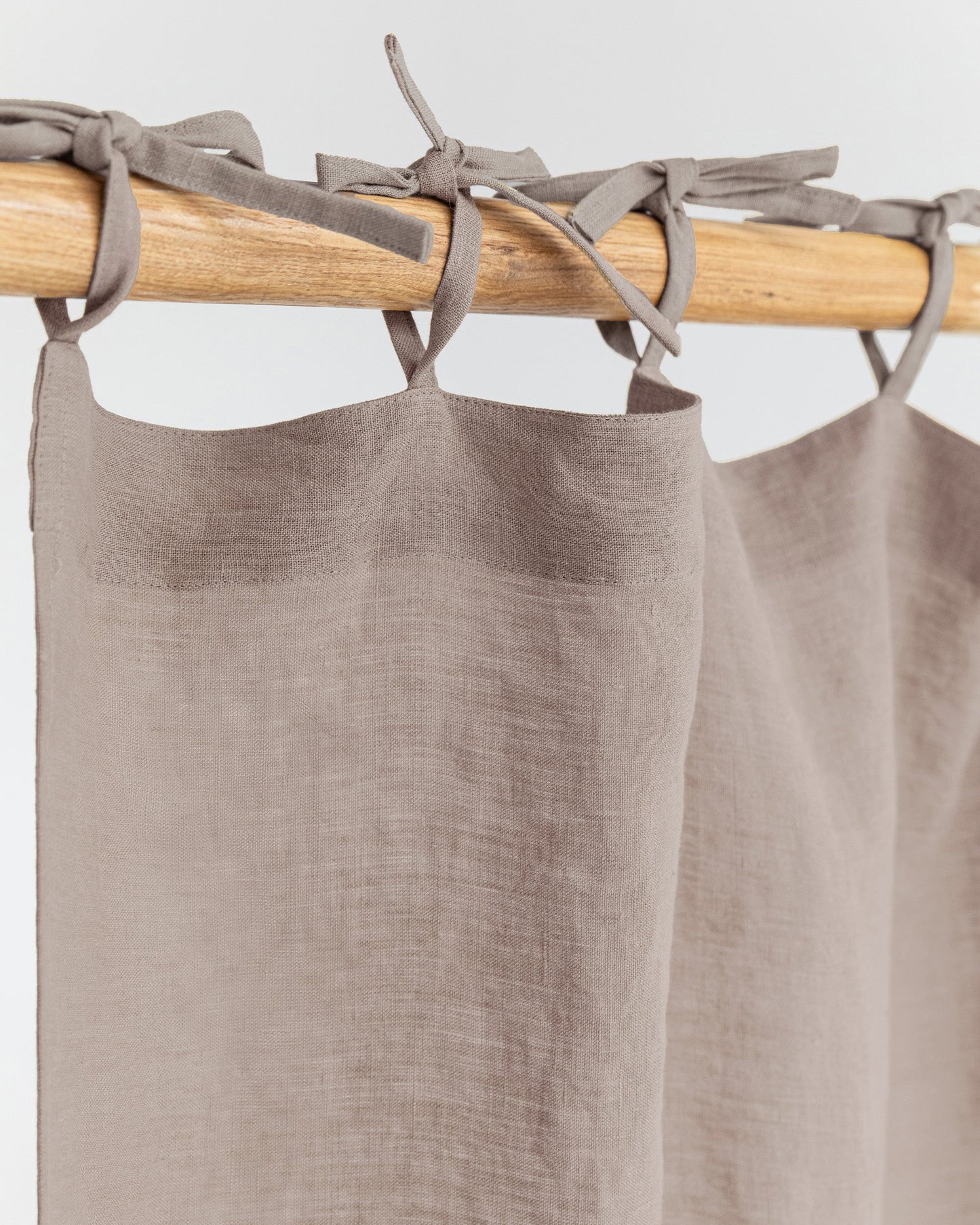 Tie Top Linen Curtain Panel in Mocha | Magiclinen