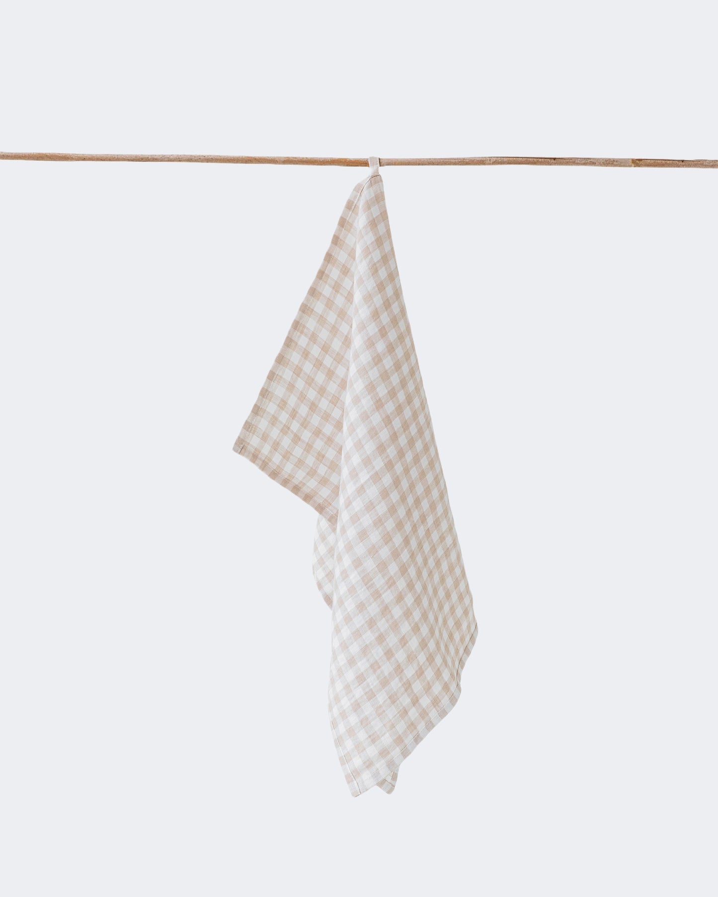 Linen tea towel in Natural gingham - MagicLinen