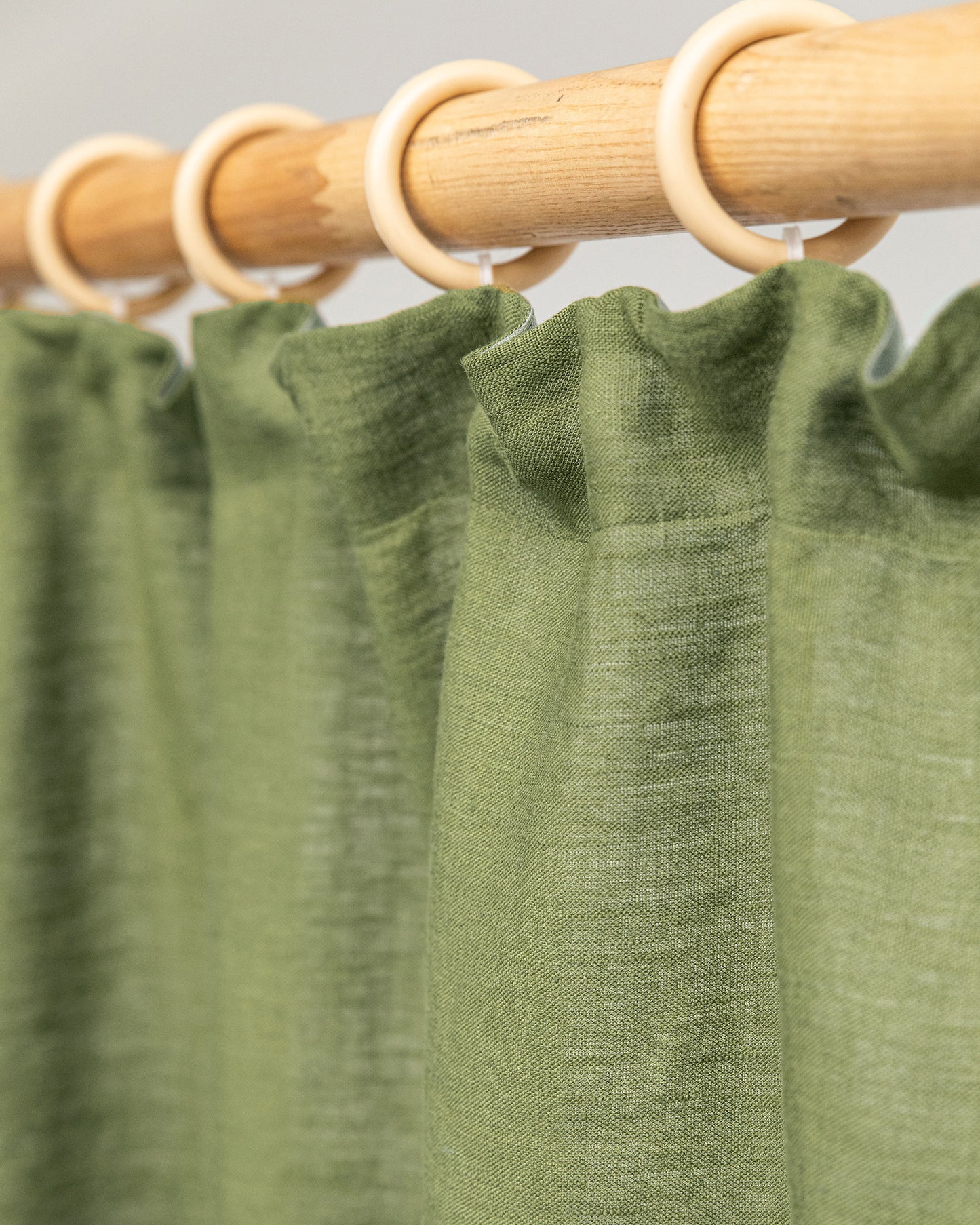 Pencil pleat linen curtain panel in Forest green (1 pcs)