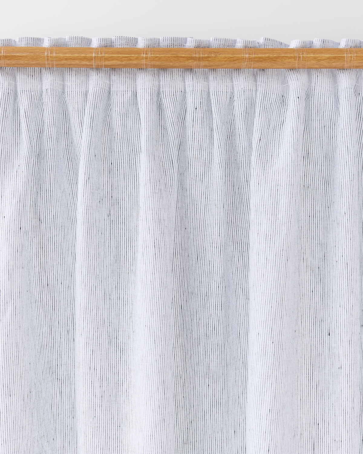 Pencil pleat linen curtain panel (1 pcs) in Pinstripe black