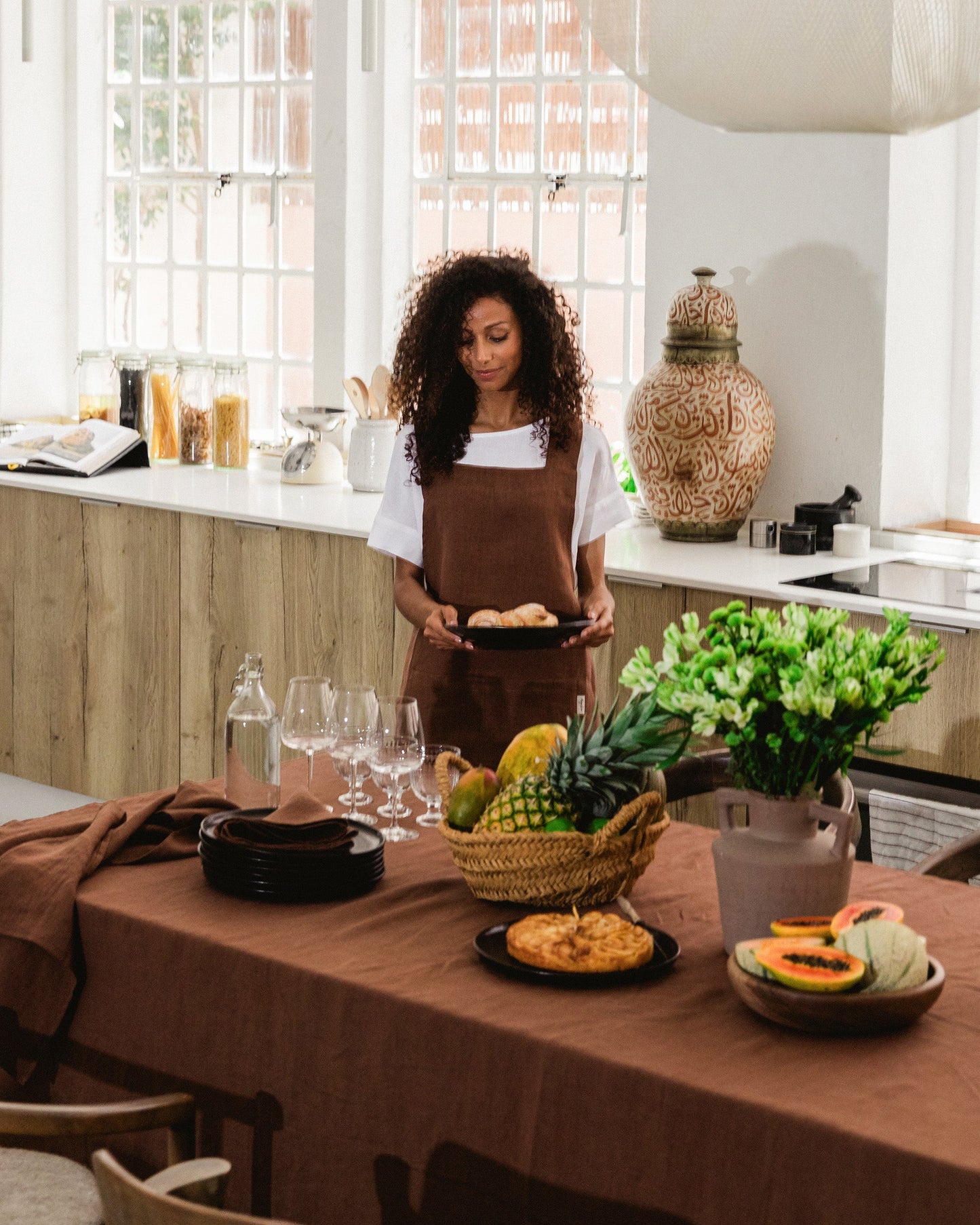 Chocolate brown linen napkin set of 2