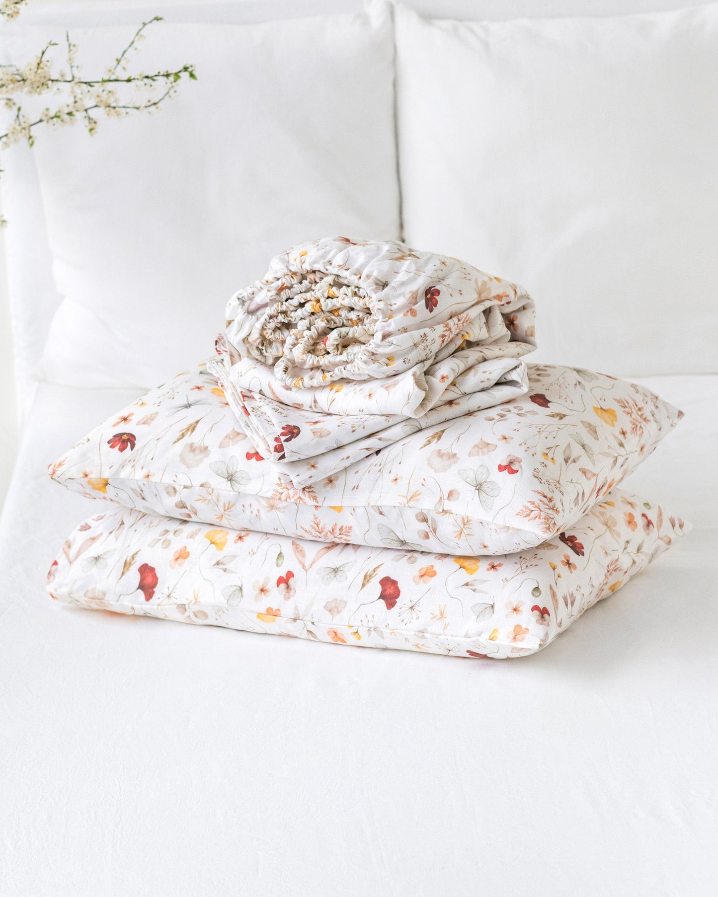 Meadow print linen sheet set (4 pcs)- MagicLinen