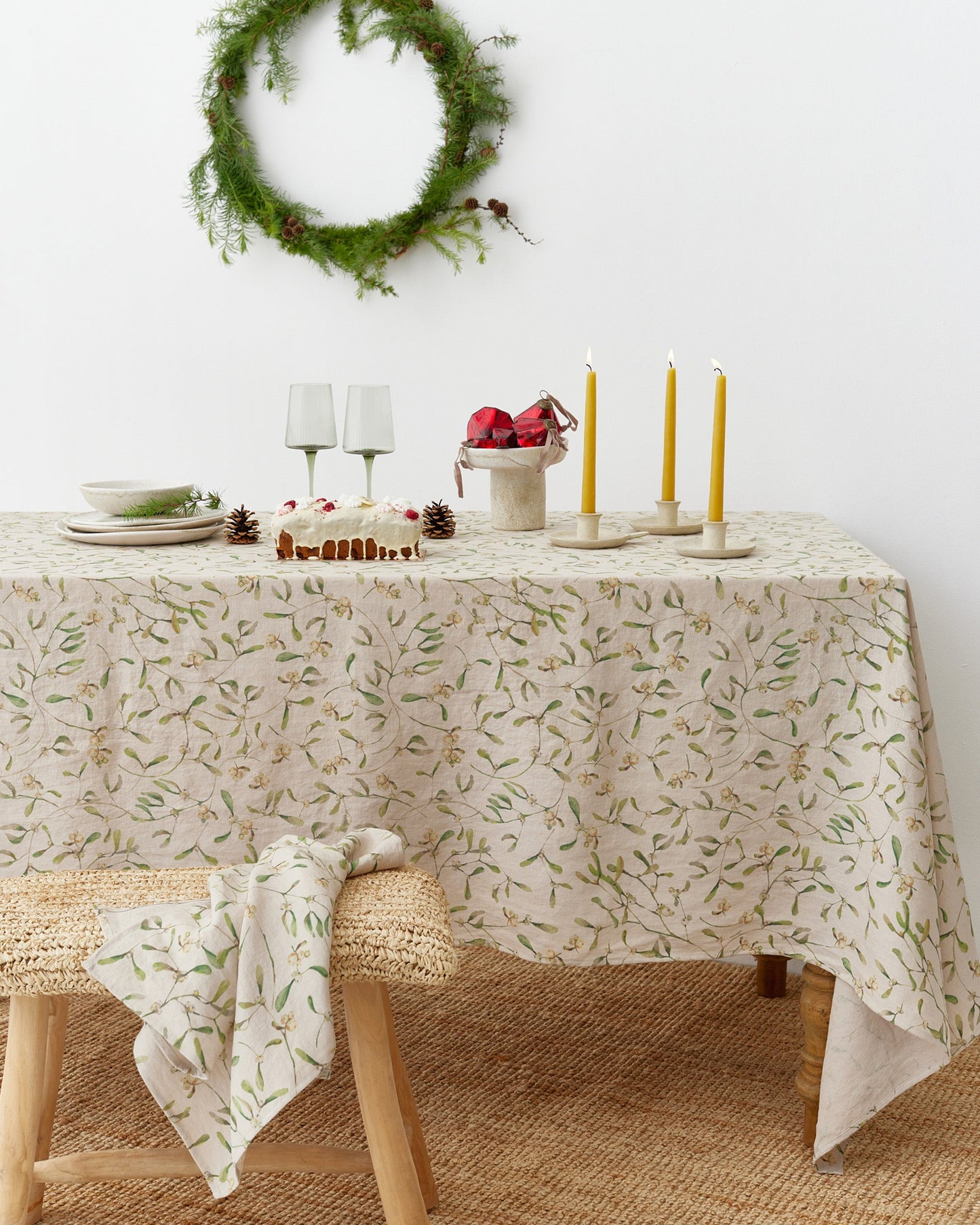 Under the mistletoe Print Linen Tablecloth | MagicLinen