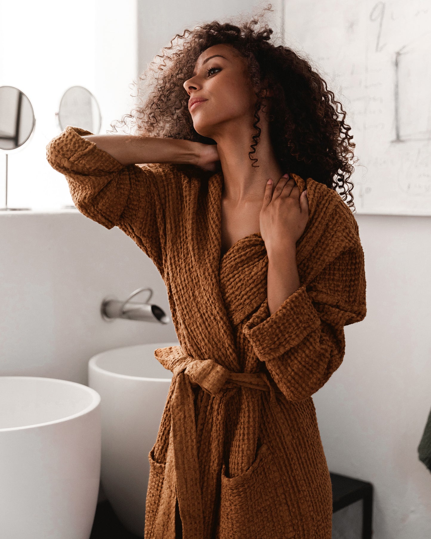 Women's waffle bath robe