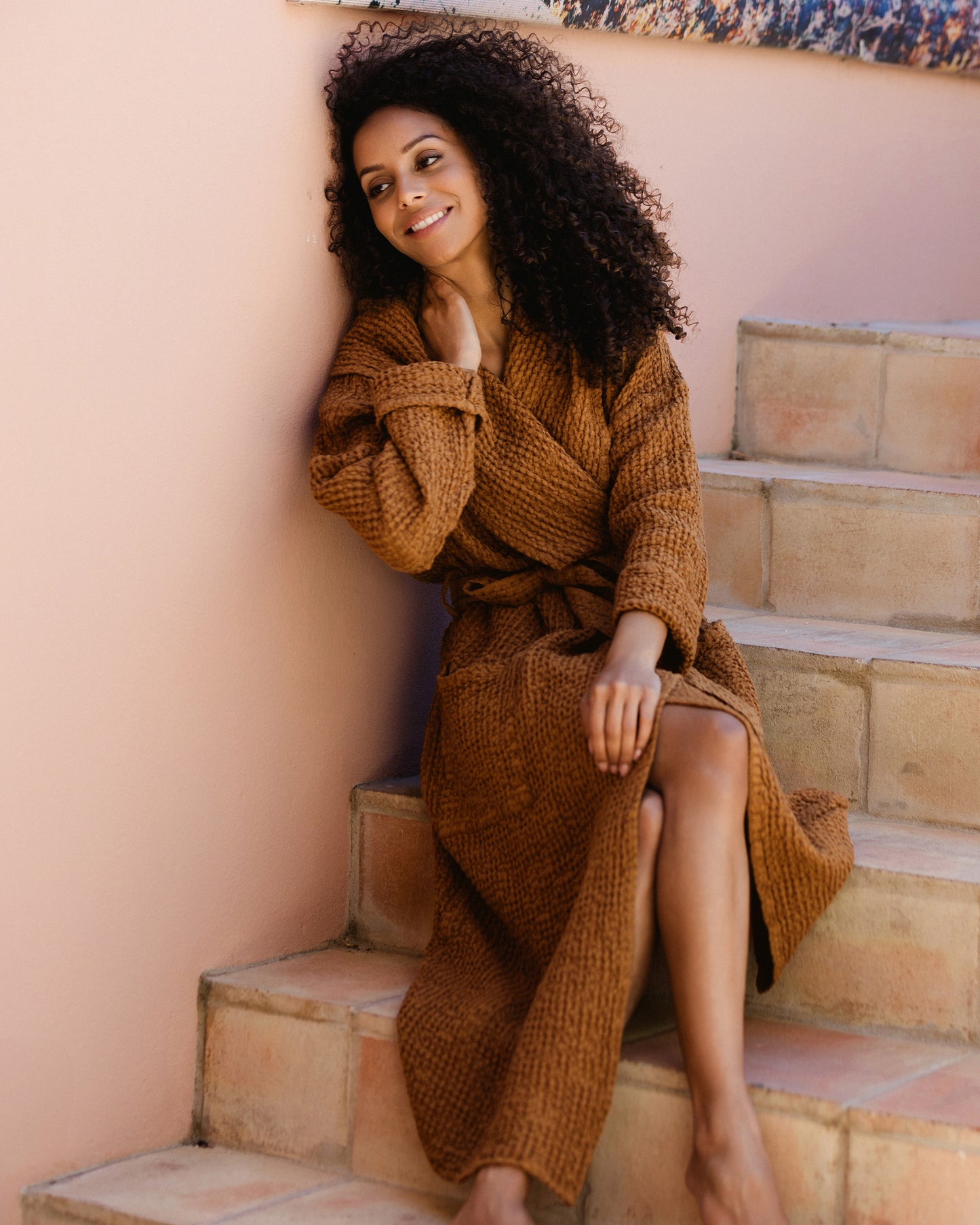 Women's waffle bath robe