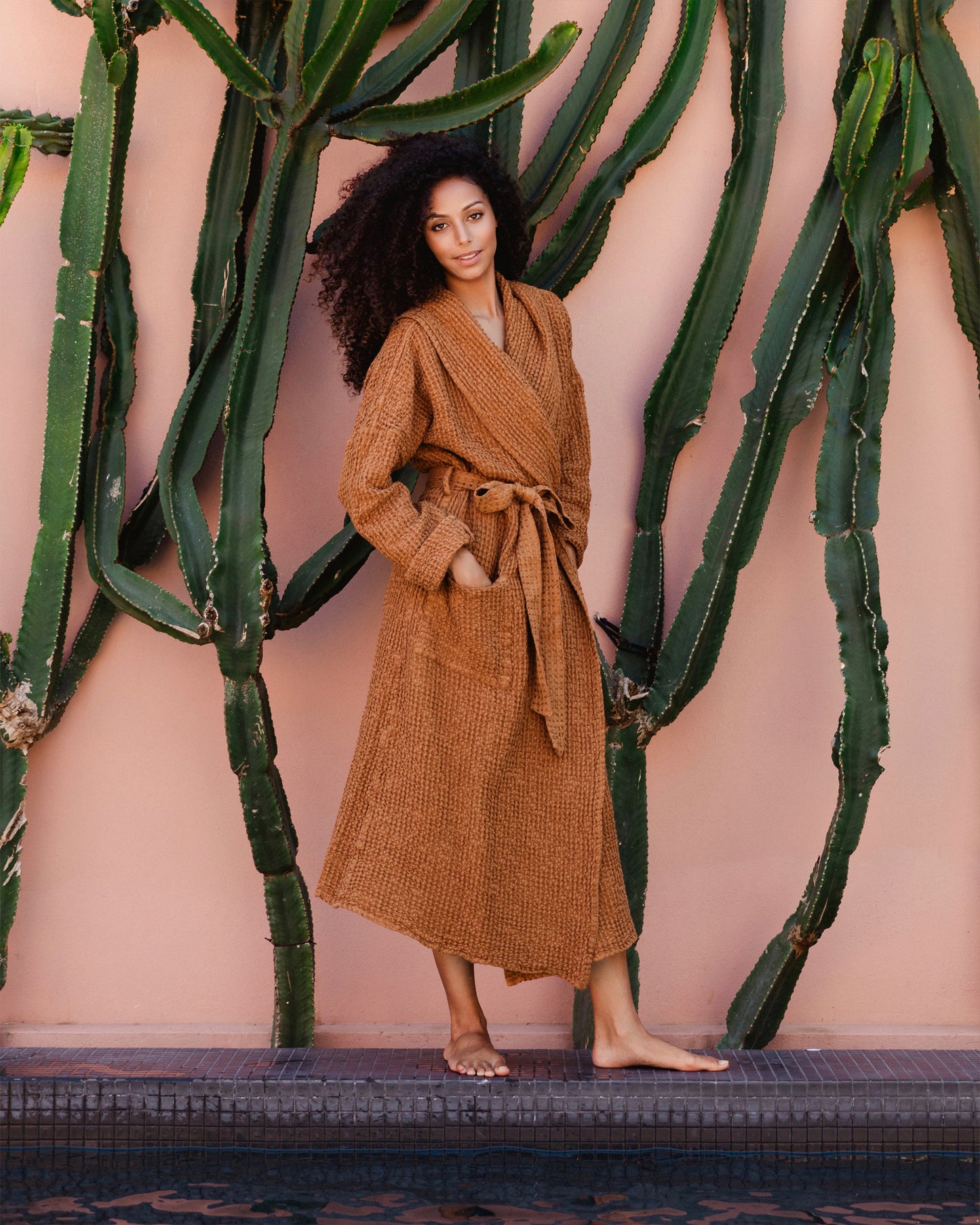 Women's waffle bath robe