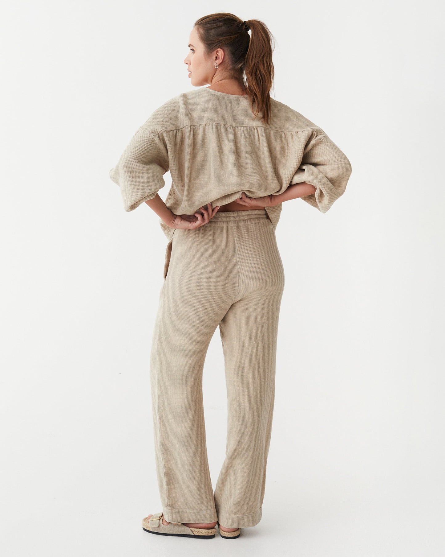 Waffle sweatpants GASPE in Natural | MagicLinen