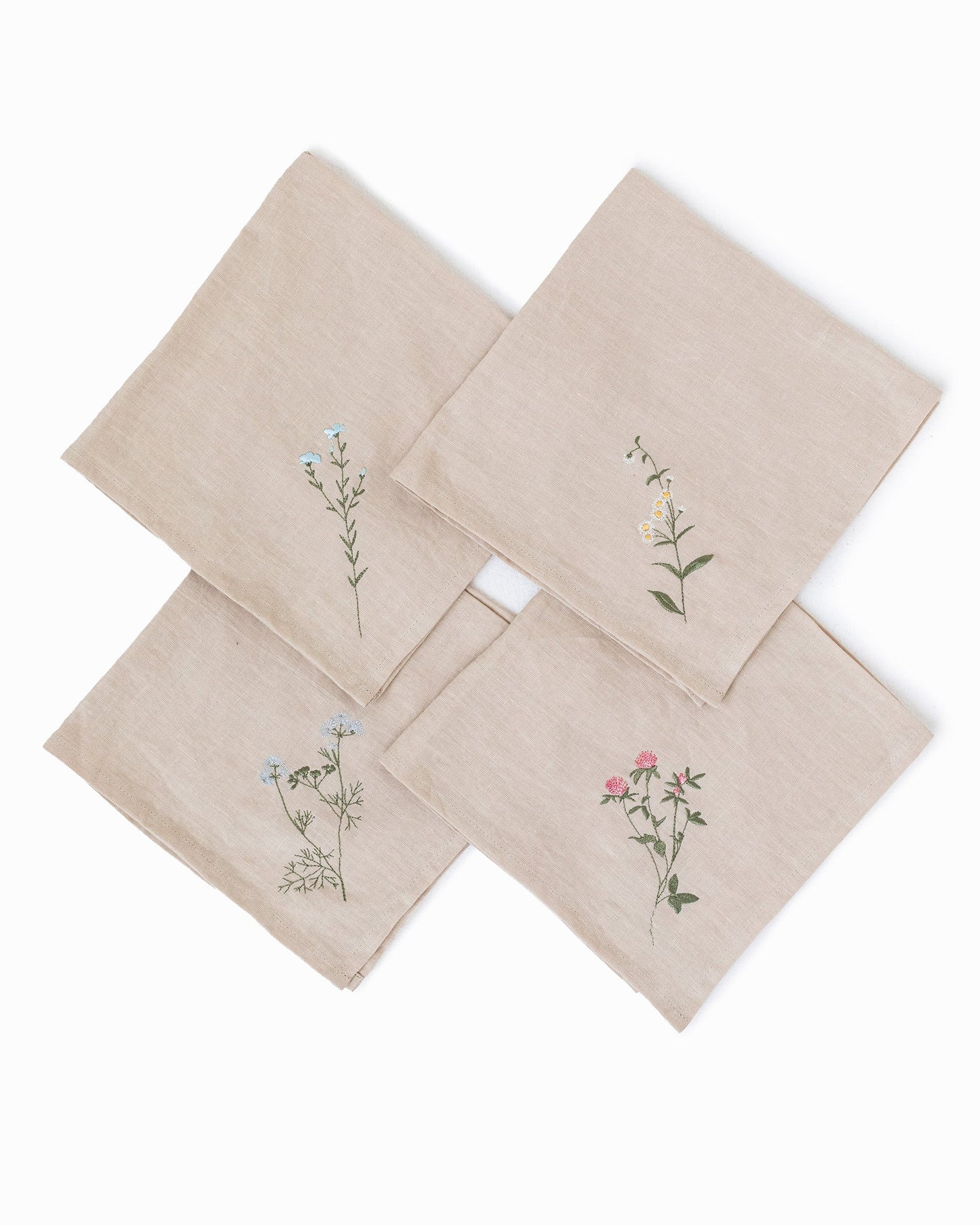 Wildflower embroidered napkin set of 4 - MagicLinen