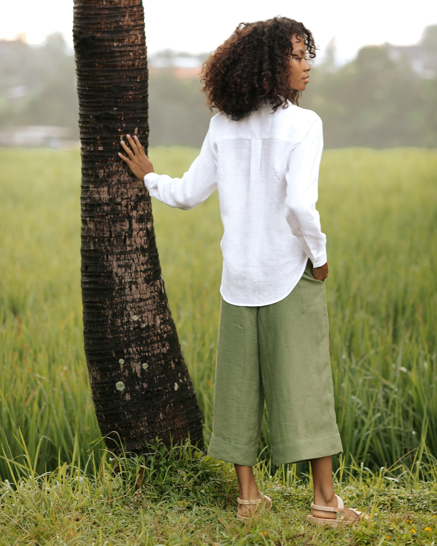 Long-sleeved linen shirt CALPE in White - MagicLinen
