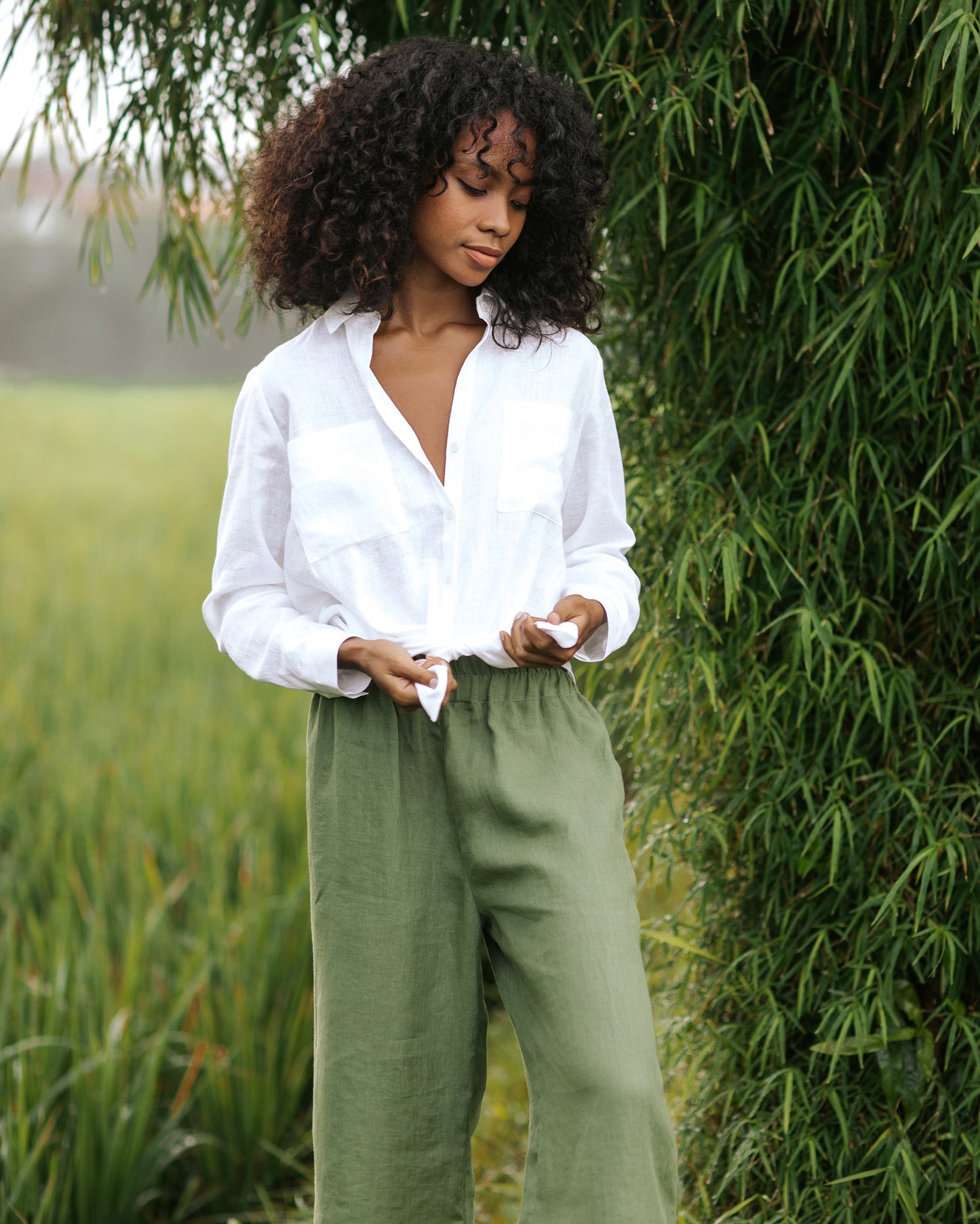 Long-sleeved linen shirt CALPE in White - MagicLinen